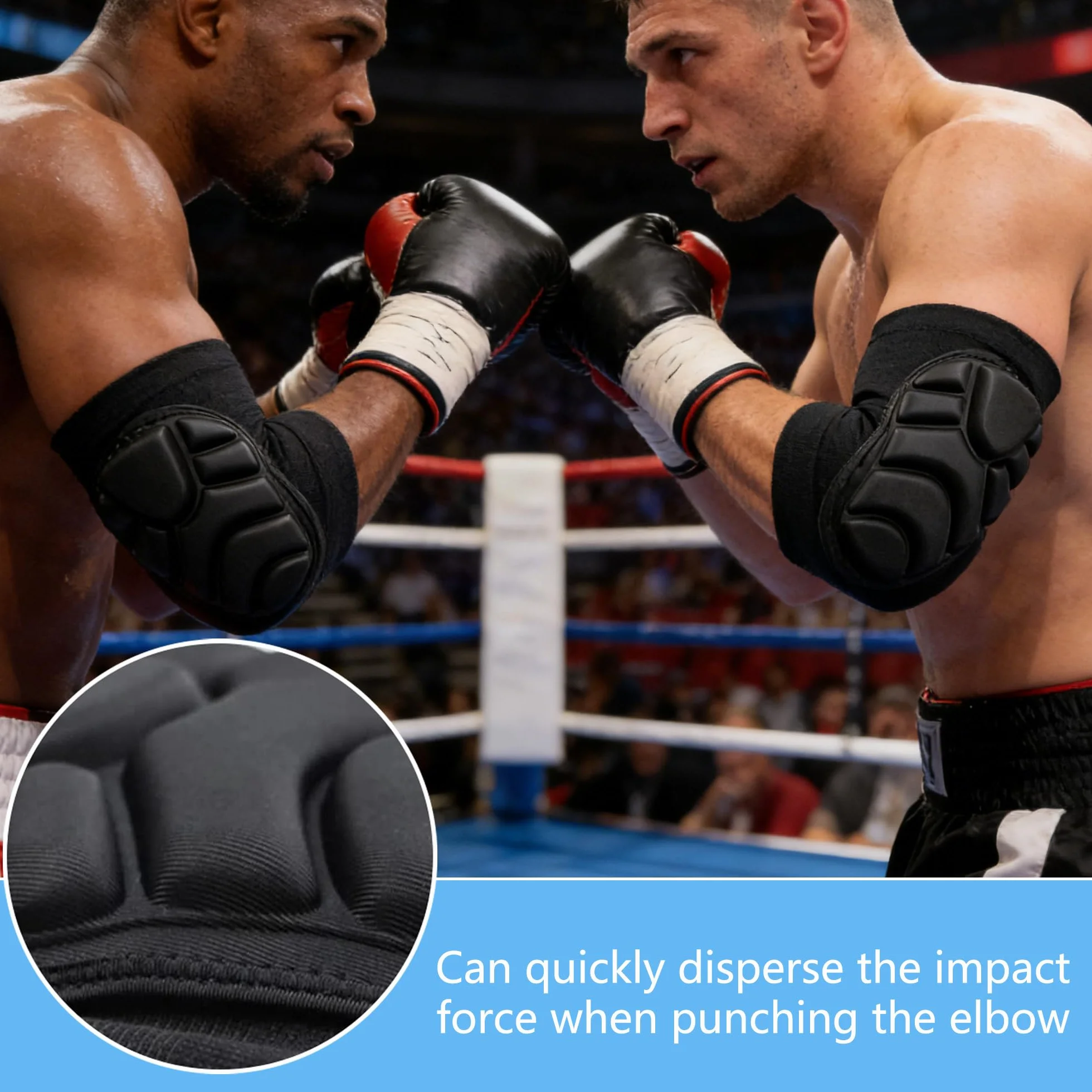 Lot de 2 Coudières de Boxe Muay Thai Protège-Coudes Maintien Stable Coudière Boxe Antichocs avec Mousse EVA Anatomique, Tissu Respirant Élastique, pour MMA, Muay Thai, Taekwondo