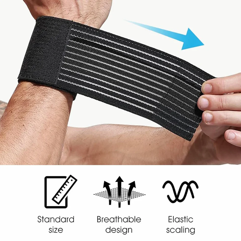 KARELLS Bande Poignet Support Compression Noir 4PCS