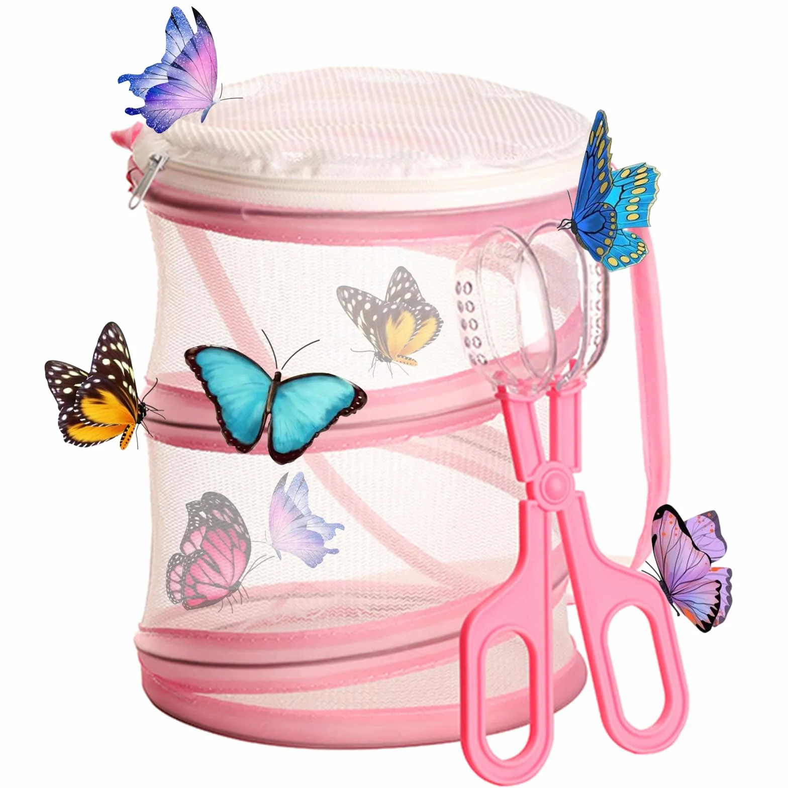 TAIZER Papillon Habitat Cage d'Insectes Pliable Portable Maille d'Élevage Bleu