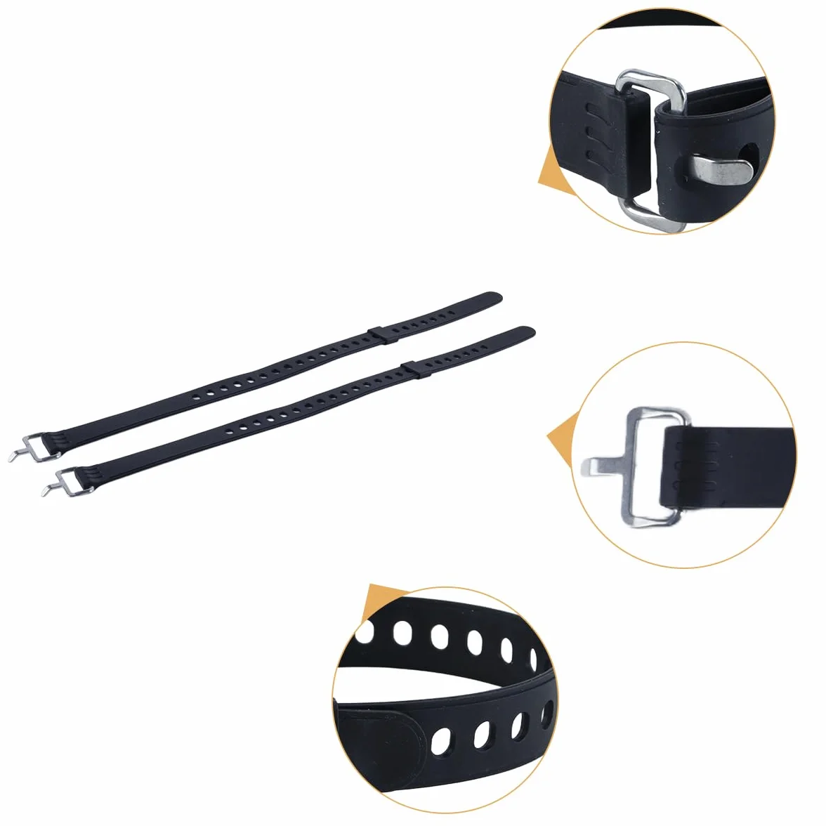 Lot de 4 sangles réglables pour raquettes à neige, pour snowboard, patins, randonnée et sports de plein air (noir)