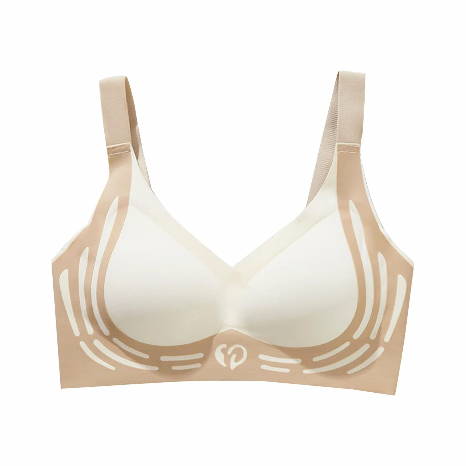 Grand soutien-gorge de compression de couleur contrastée sans anneau froncé accessoire latéral poitrine été dos fin soutien-gorge de compression grande taille