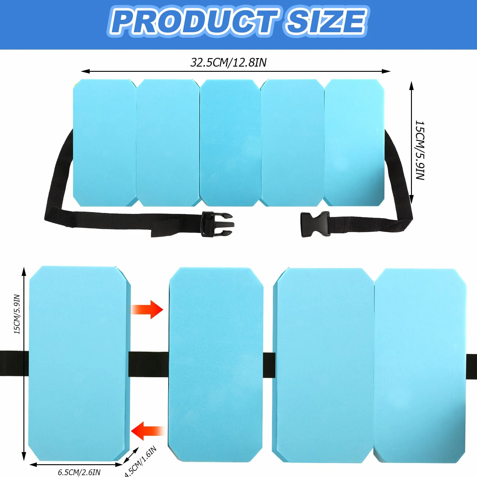 Ceinture de Piscine Enfant Réglable 5 Nattes EVA 30 kg