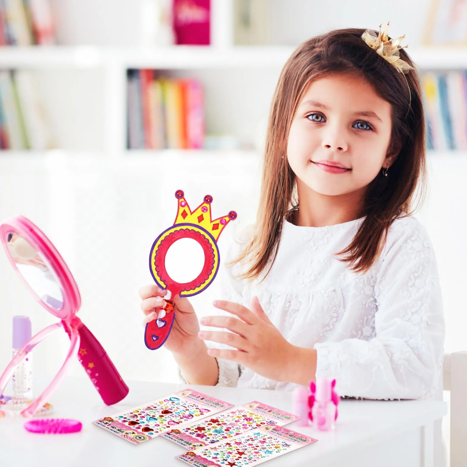 TOYANDONA 8 Pièces Miroirs en Bois Artisanaux pour Enfants Peinture À Faire Soi-Même Miroir De Princesse Activités Artistiques
