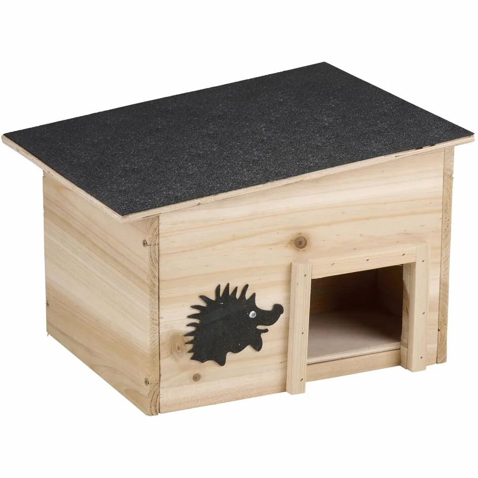 URBNLIVING Abri en bois pour hérissons de jardin Refuge nature avec toit Anti-prédateurs