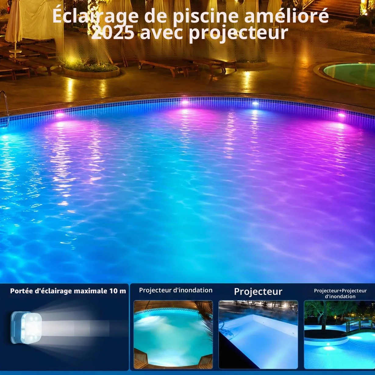 Lampes LED Submersibles Rechargeables IP68, Lot de 2, 16 Couleurs, Télécommande, Fixation Magnétique, HL Lumière