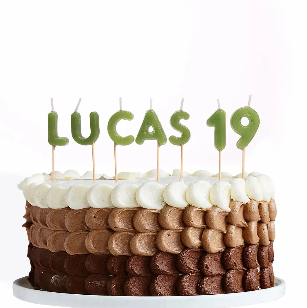 Bougies d'anniversaire personnalisées avec nom, âge et couleur pour gâteau