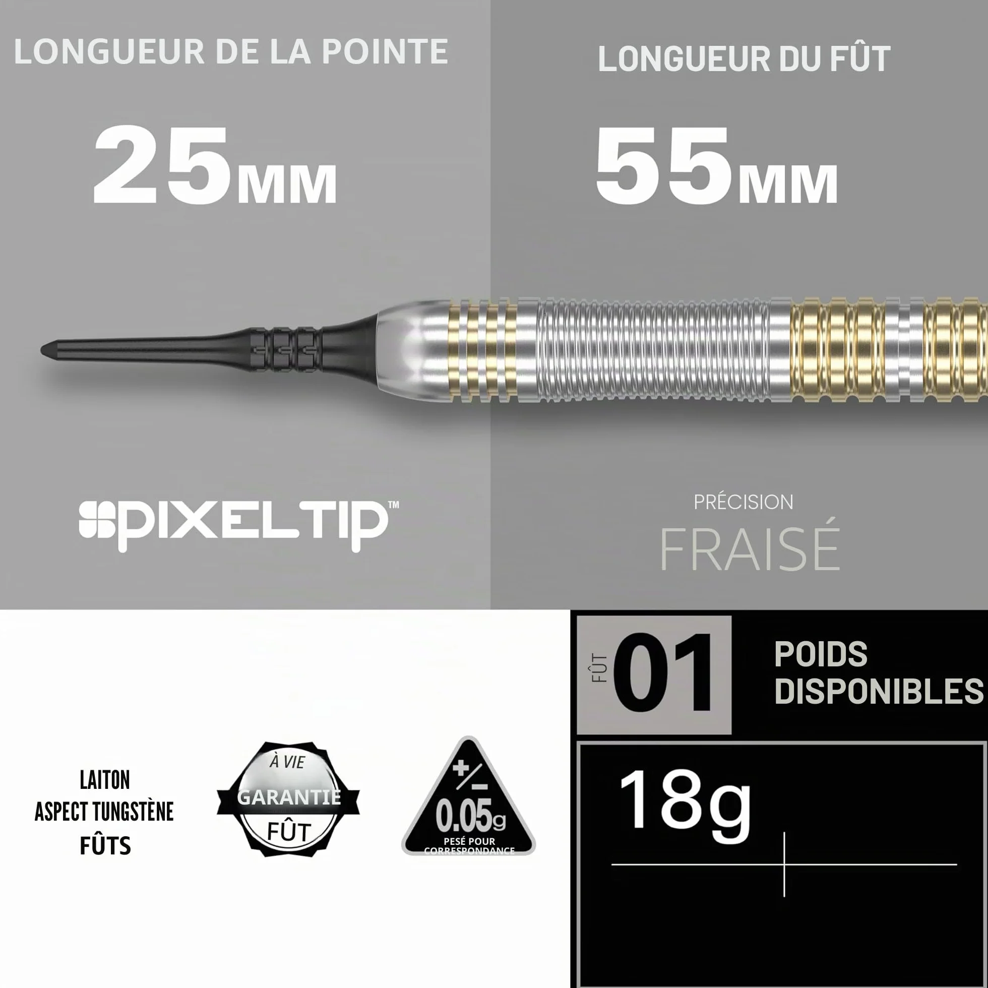 Target Darts Rob Cross 18G Set de fléchettes à Pointe Souple en Laiton
