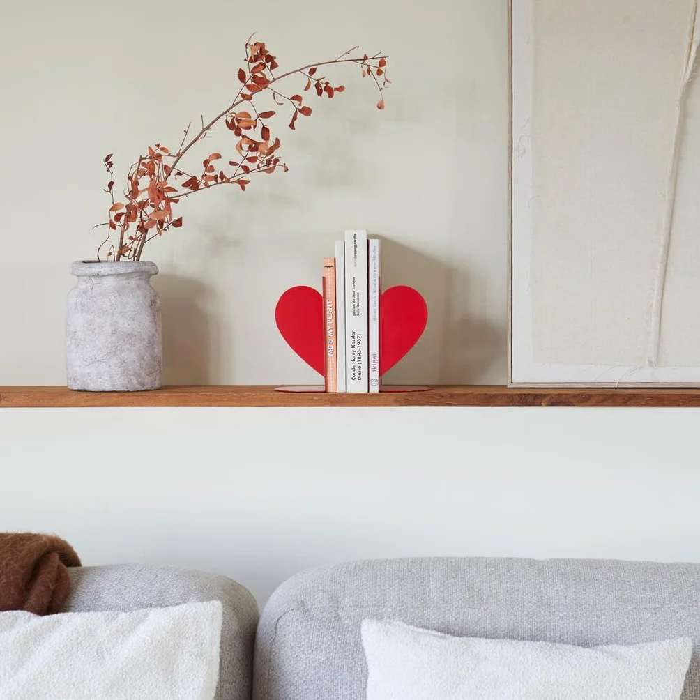 Balvi Serre-Livres Double en Forme de Cœur Métal Rouge Love