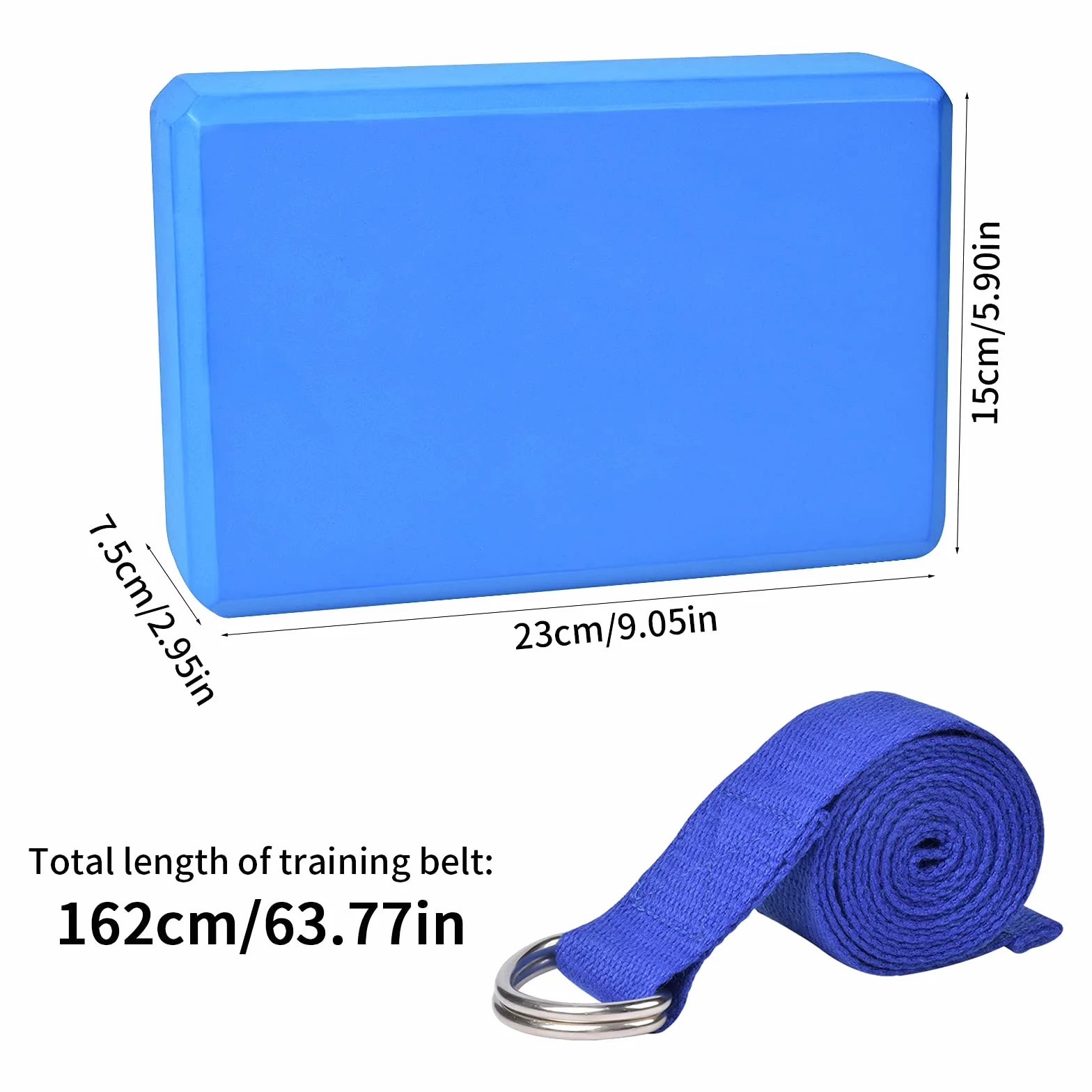 2 pcs Briques Yoga en Mousse EVA,Yoga Block avec Sangle de Yoga Antidérapant Bloc Yoga Brique Yoga Epais Yoga Accessoires Relaxation pour Yoga Exercices Relaxation Fitness,Pilates (Bleu)