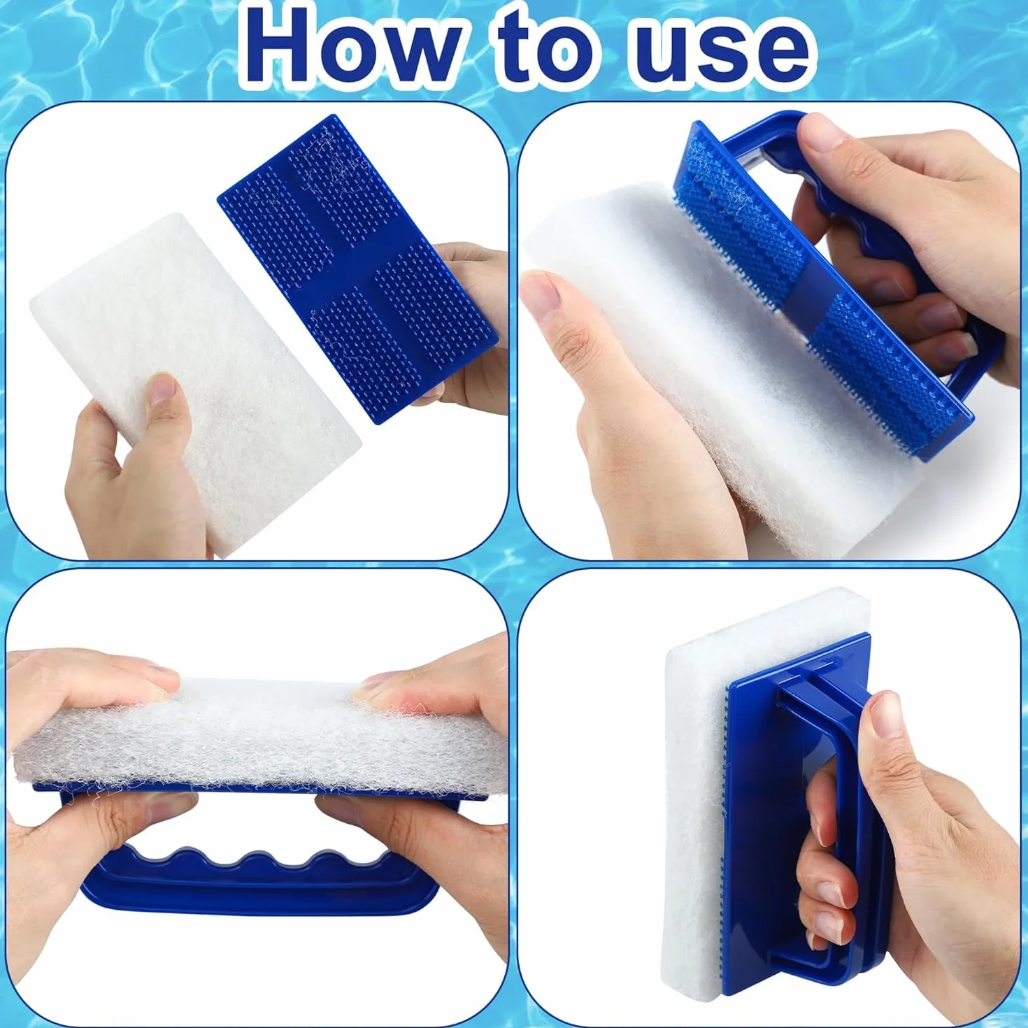 Lot de 3 brosses en éponge multifonction pour piscine avec manche
