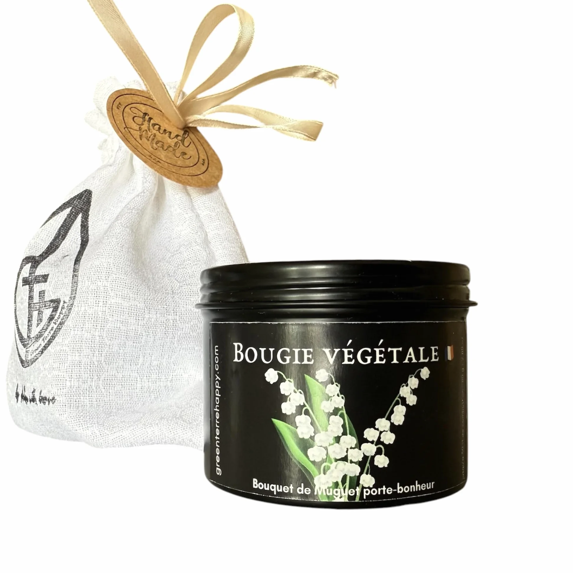 Bougie porte bonheur au Muguet, parfum naturel, cire végétale