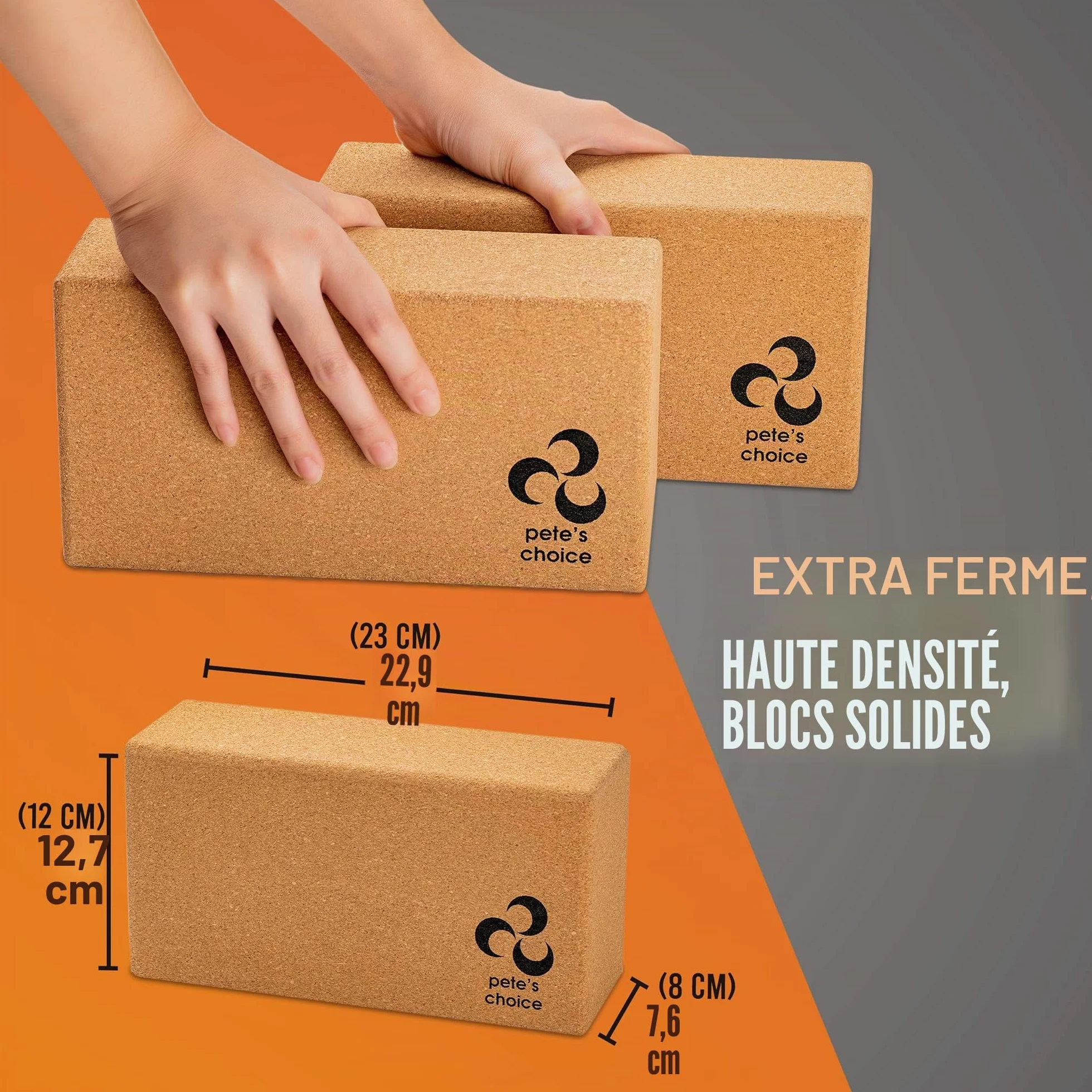 Blocs et Sangles de Yoga Eco Friendly Pack de 2 Blocs Naturels Fermes et Solides et 2 Sangles