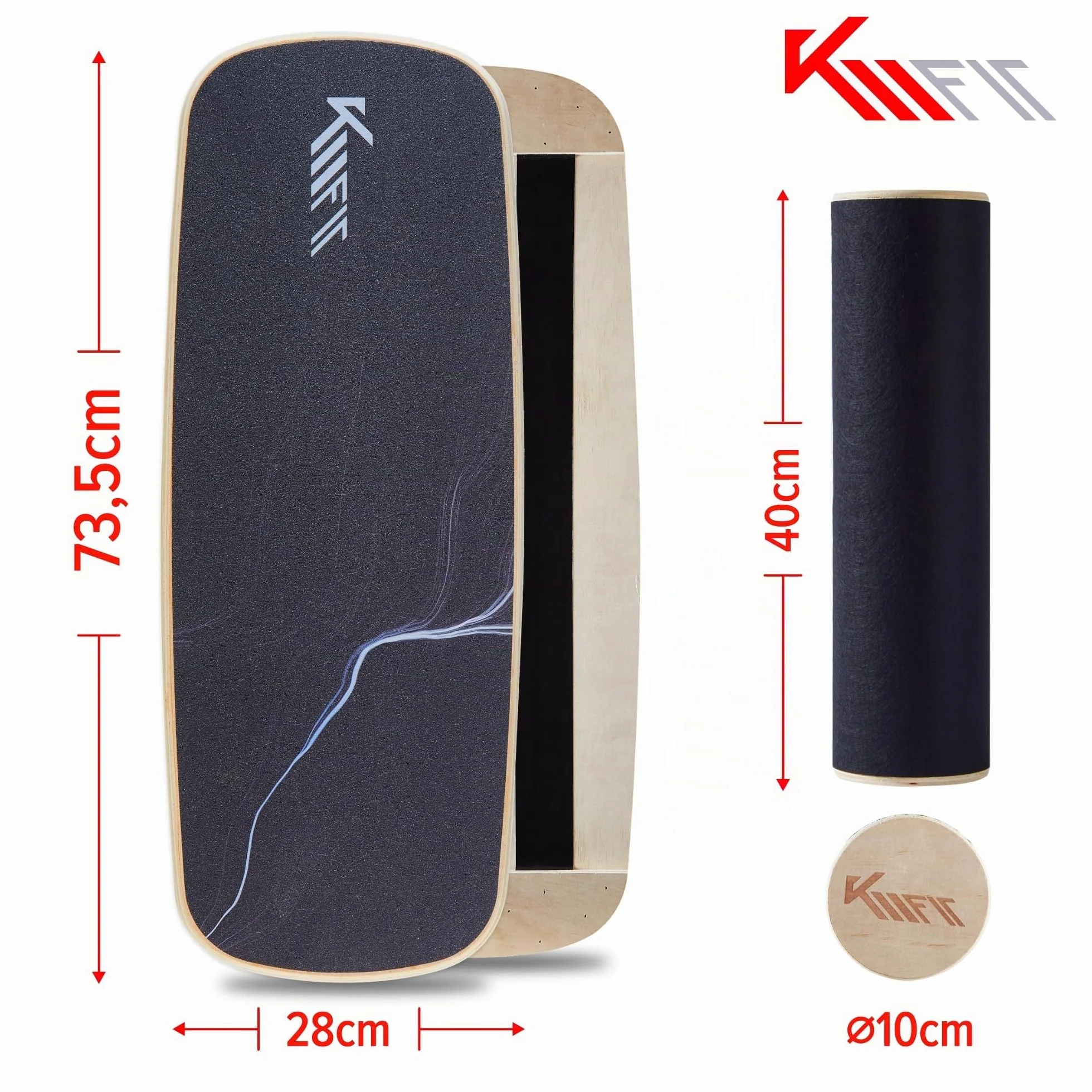 Planche d'équilibre en bois KM-Fit pour entraînement de force et équilibre