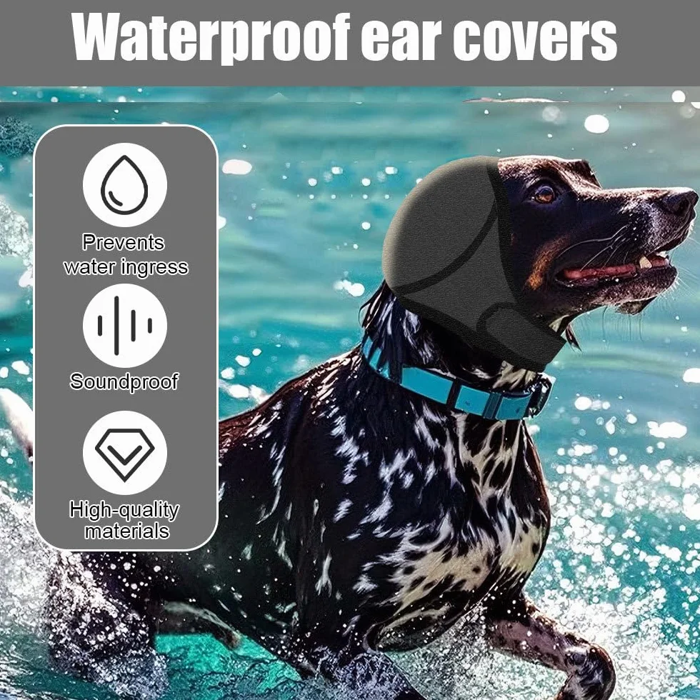 Cache-Oreilles de Natation pour Chien, Bonnet de Bain Imperméable et Réglable pour Petits, Moyens et Grands Chiens