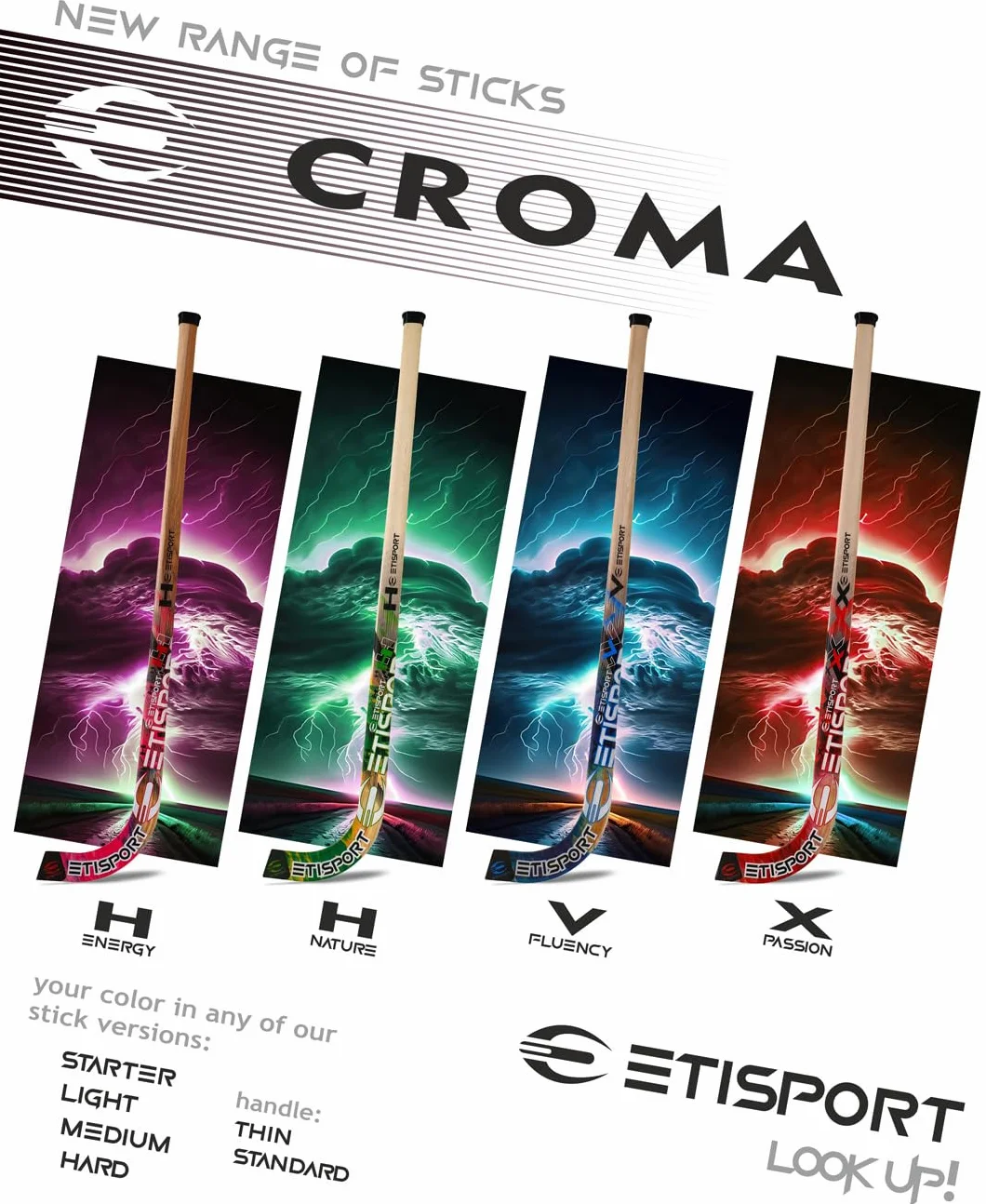 Croma Crosse de hockey à roulettes débutant léger moyen dur personnalisable