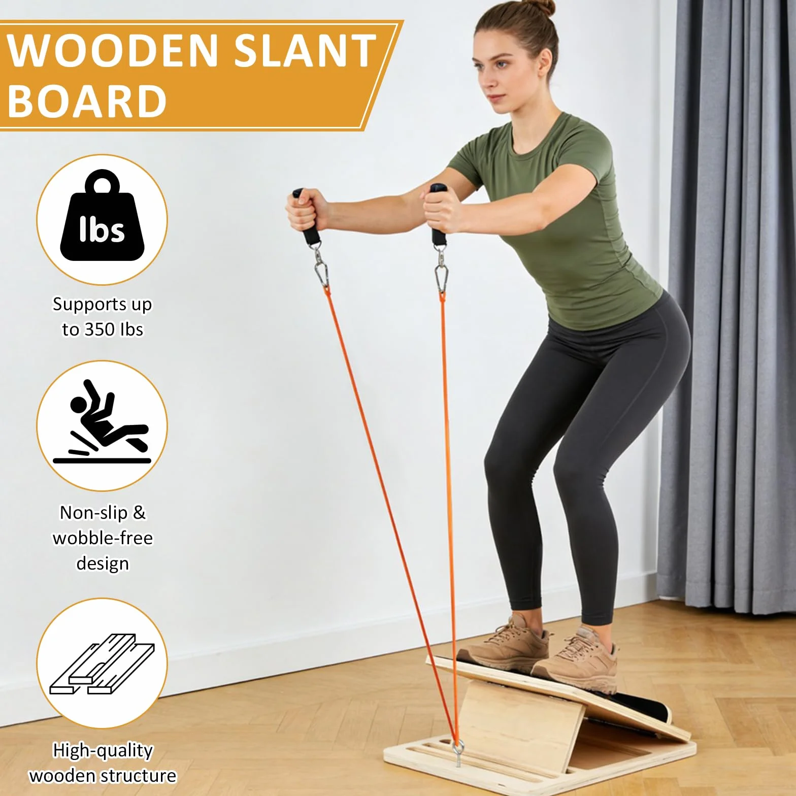 Planche Inclinée Professionnelle en Bois, Slant Board pour Étirement et Entraînement à l'Équilibre