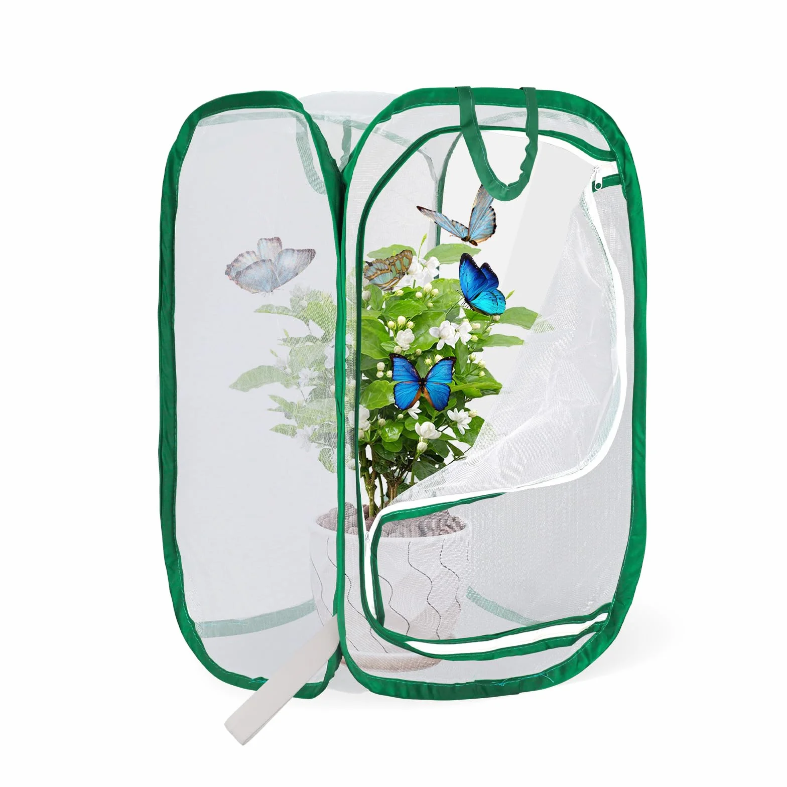 Cage à insectes pliable 40,6 x 40,6 x 61 cm habitat papillon couverture en maille pour plantes