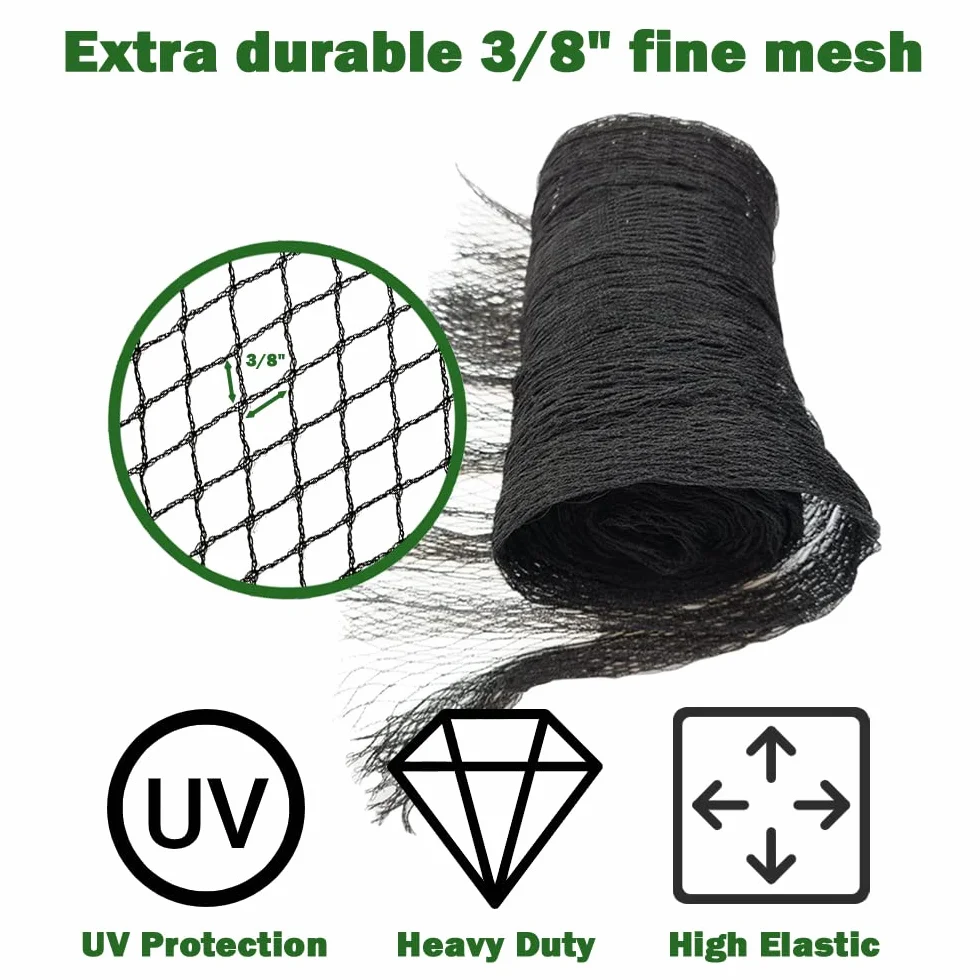Filet pour Bassin 3x3m - Filet de Protection pour Étang, Anti Oiseaux avec Piquets