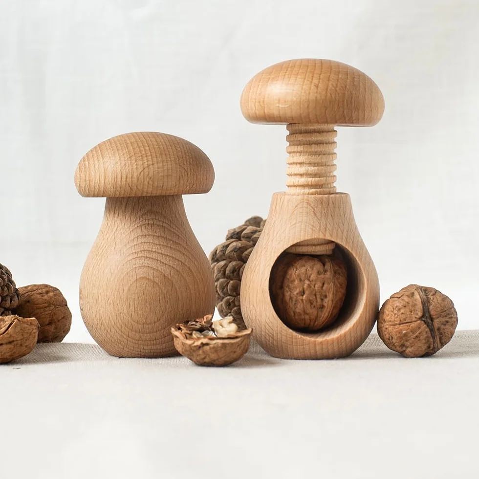Casse-Noix en Bois de hêtre Non traité 10 cm, Produit Naturel de l'UE
