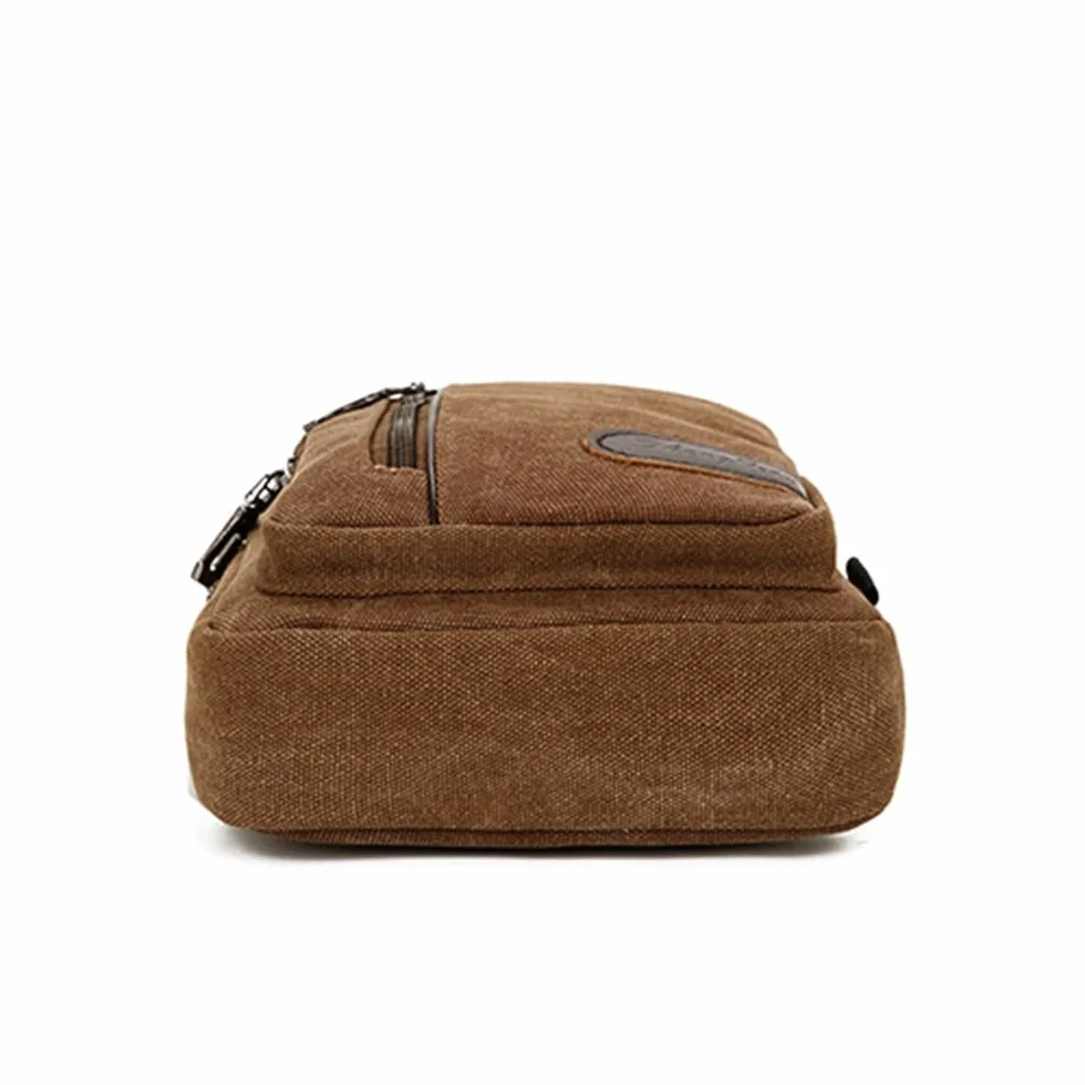 Sac de Poitrine Homme Femme Grande Capacité Toile Multi-Poches Randonnée Cyclisme Voyage Sport