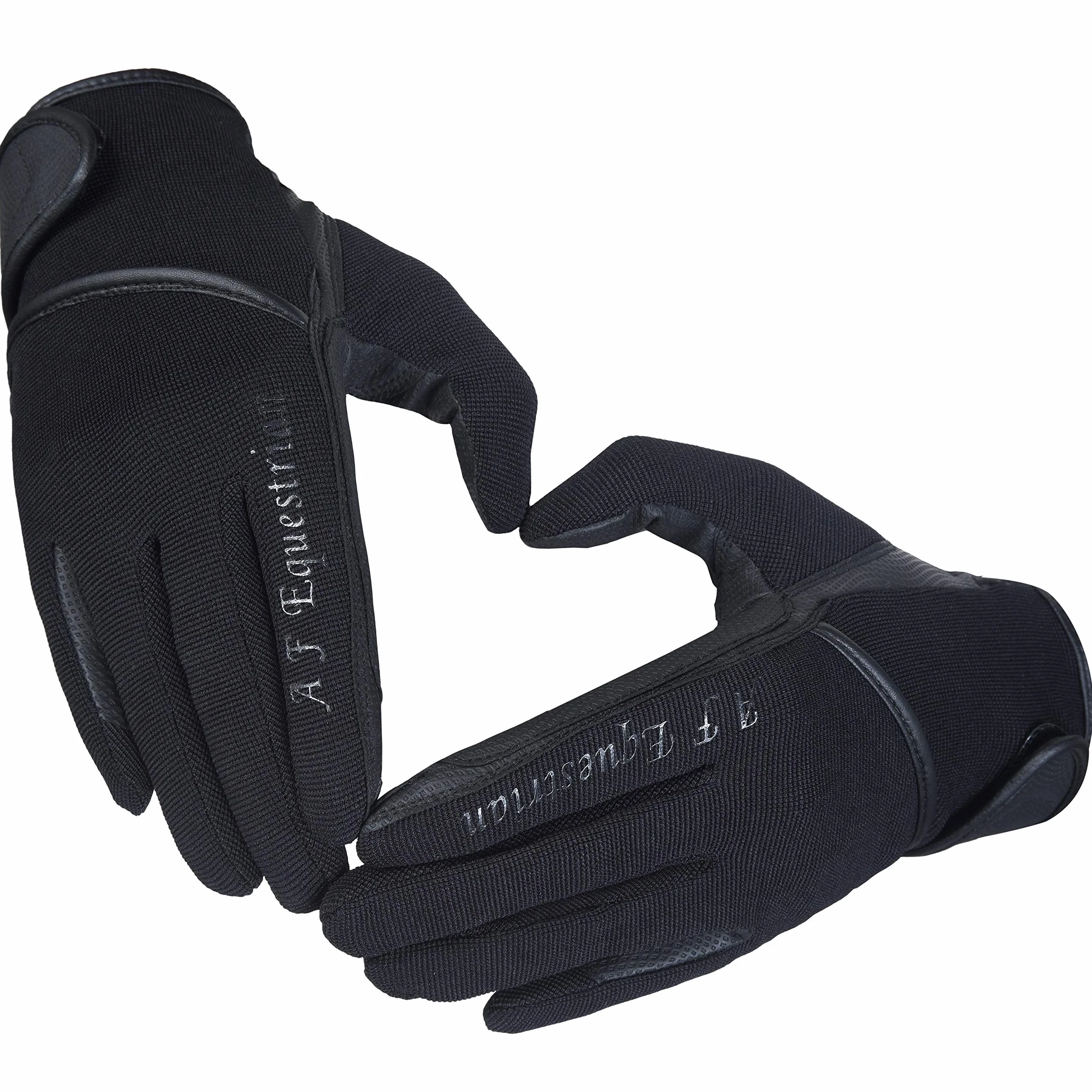 AFE Gants d'équitation pour femme - En cuir synthétique - Noir - Tissu stretch - Rose violet - Lilas