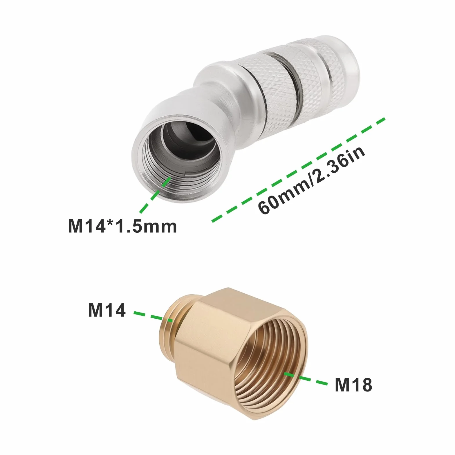 Lot de 2 Buses de Pulvérisation 45° M14 X 1,5 Adaptateur M14 à M18 pour Pulvérisateur