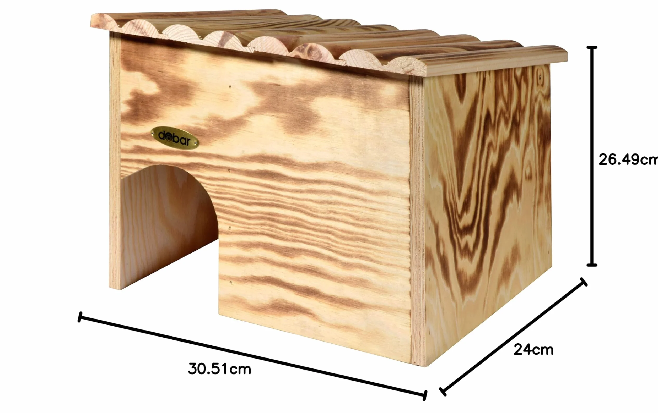 dobar Abri à hérissons en bois massif avec serrure 30,5 x 26,5 x 24 cm Flammée