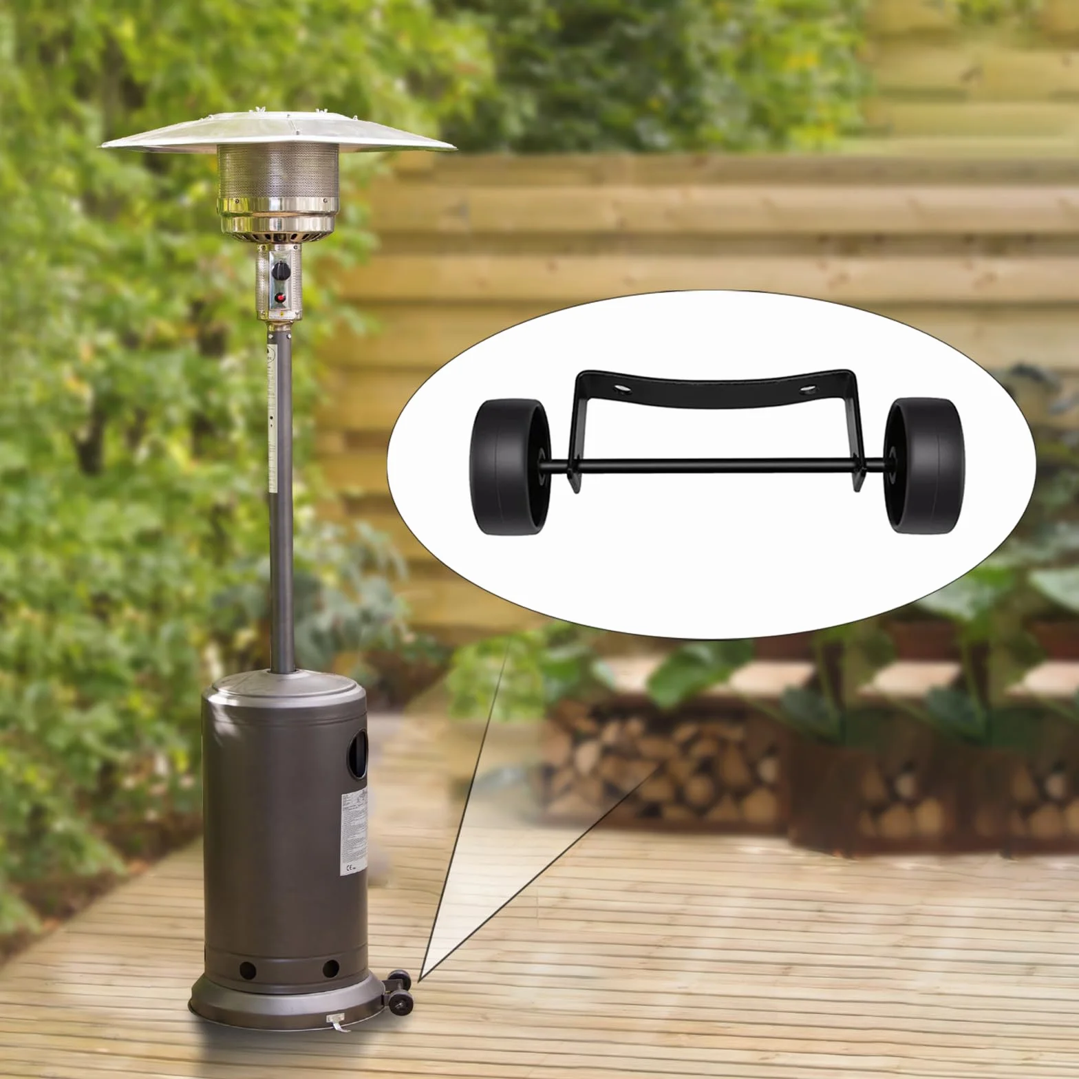 Parasol chauffant gaz universel pour patio terrasse kit roues