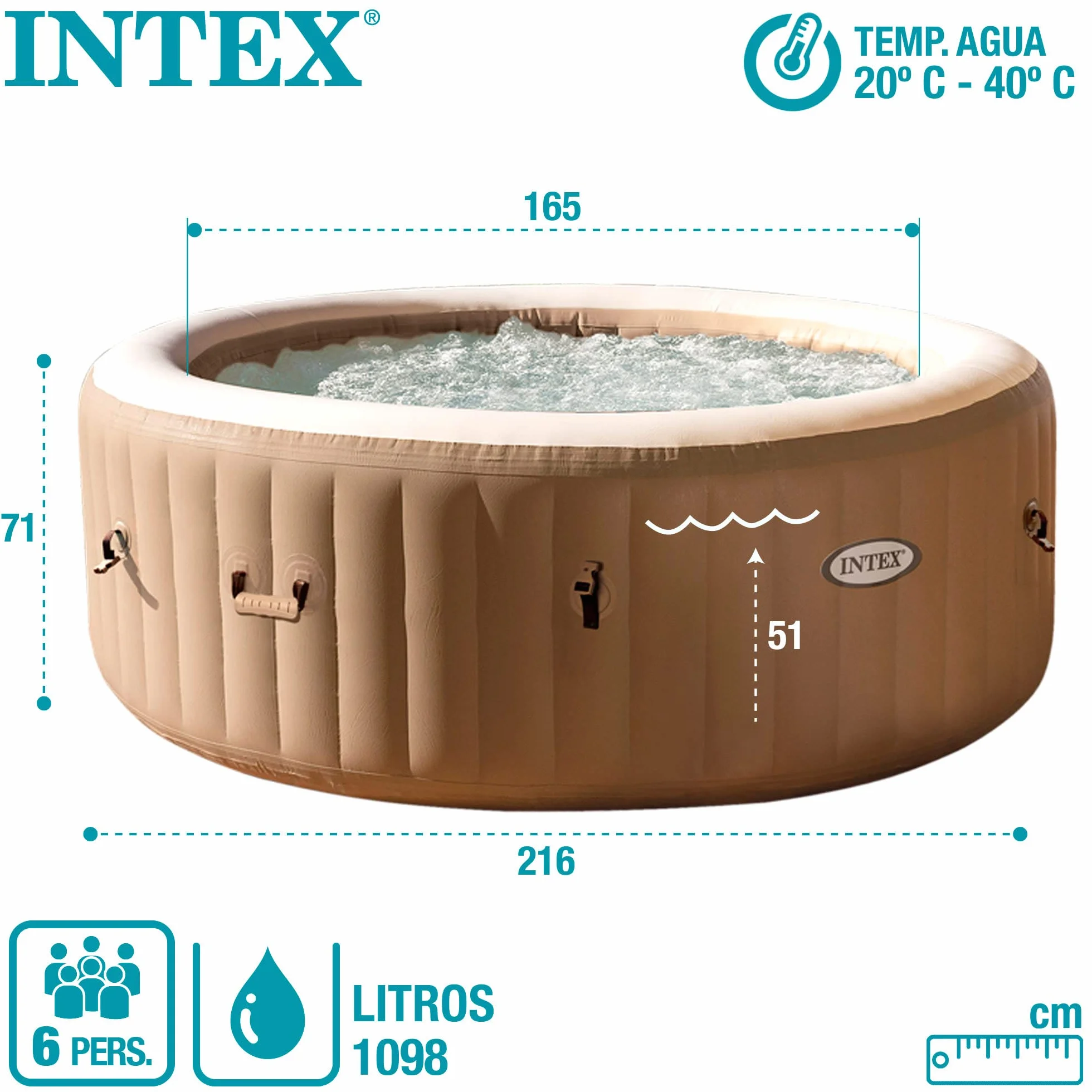 Intex Pure Spa Sahara 6 Places 28428EX Beige
