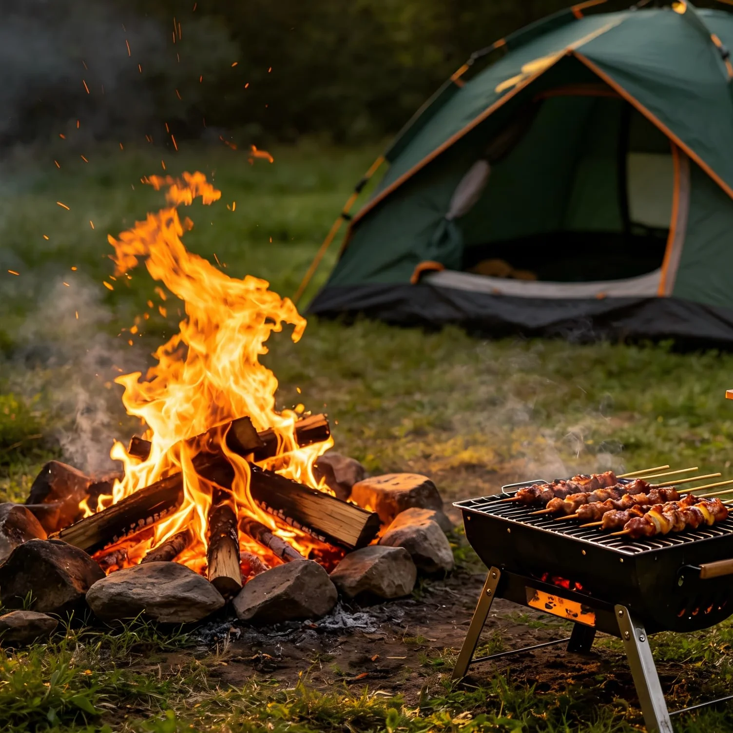 Casserole de camping en acier inoxydable avec couvercle et poignée - 1,4 L/2,4 L/4 L/6 L - Batterie de cuisine d'extérieur pour feu de camp, ragoût, bouillir et pique-niques (4 L)