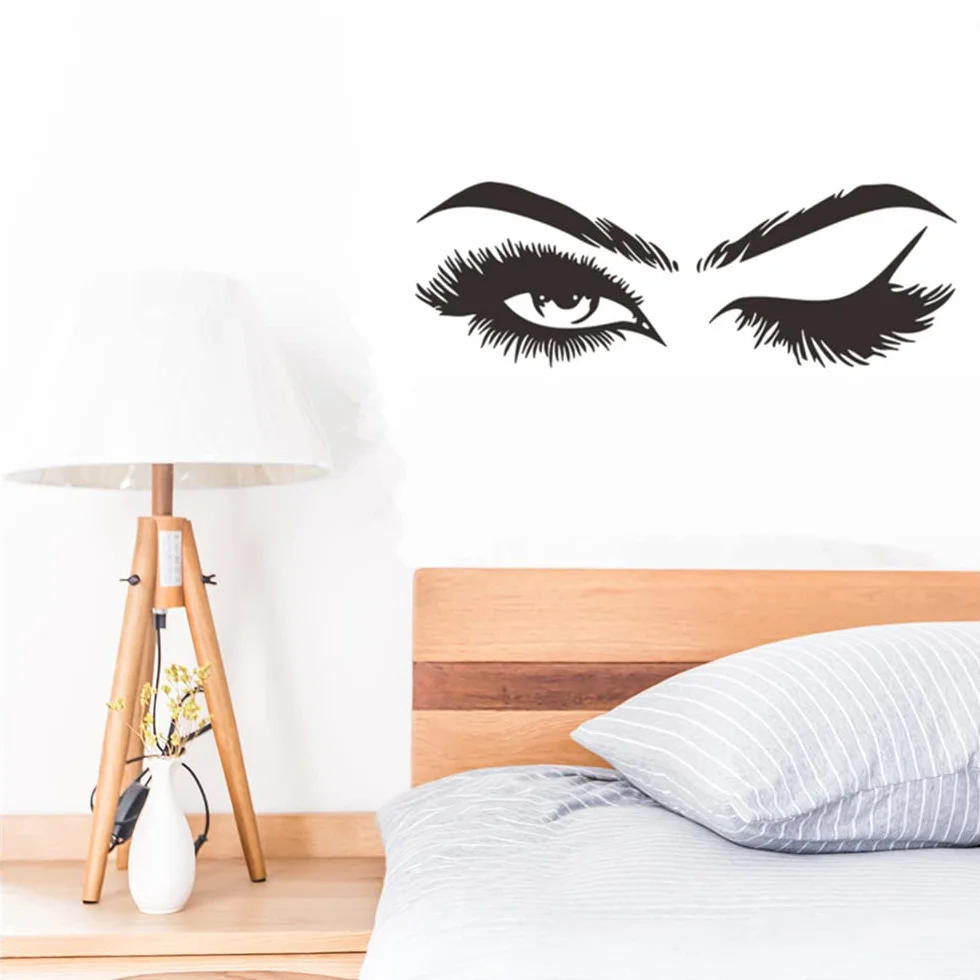 Beaux Cils Sticker Mural Vinyle Autocollant Décoration Murale Noir