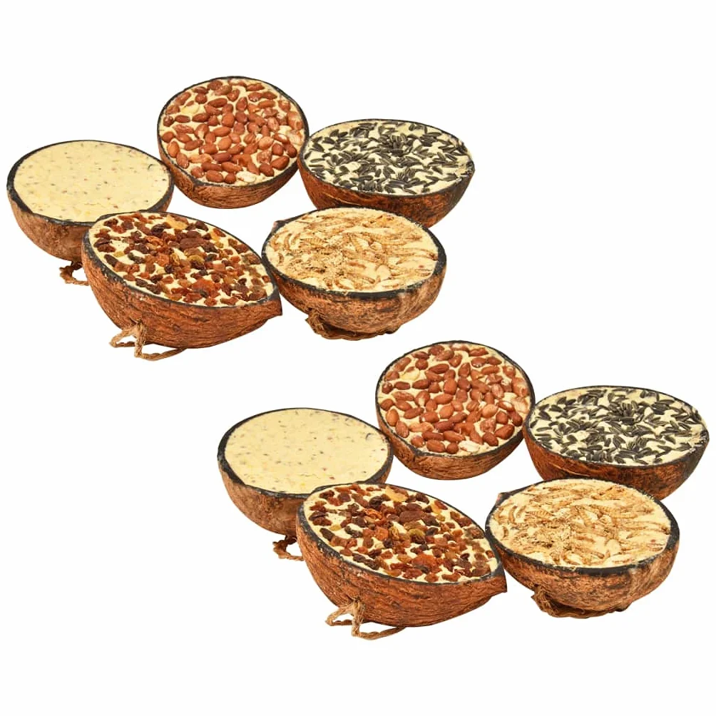 vidaXL 10x Moitiés de Noix de Coco pour Oiseaux 290 g