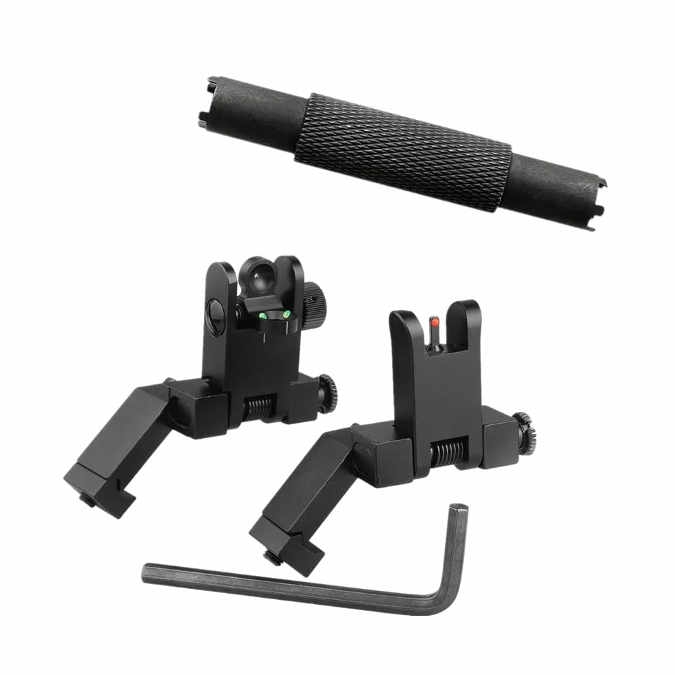 Folding 45 Degree Quick Conversion BUIS Optic Iron Sight for AR15 Front and Rear Wheels with Adjustment Tool