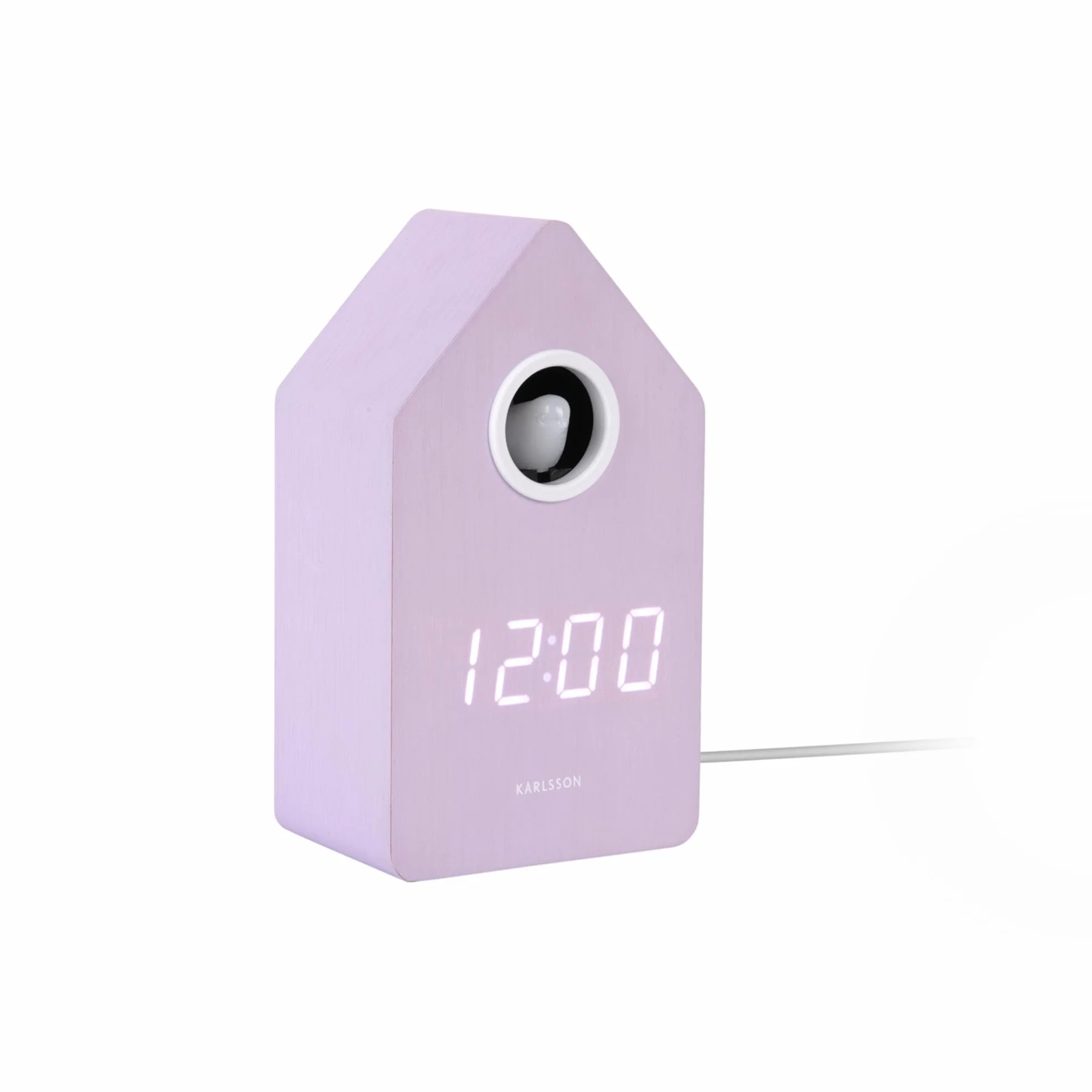 Karlsson Cuckoo Réveil LED rectangulaire en bois Violet 9 x 9 x 15,8 cm