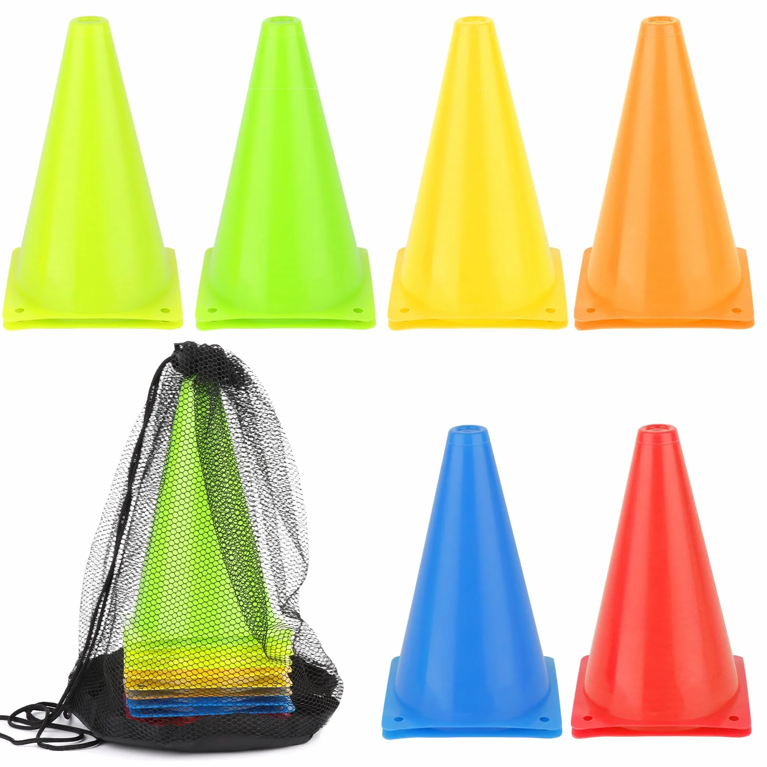 Cônes de Signalisation 18cm avec Sac de Transport pour Football, Sports, Jeux