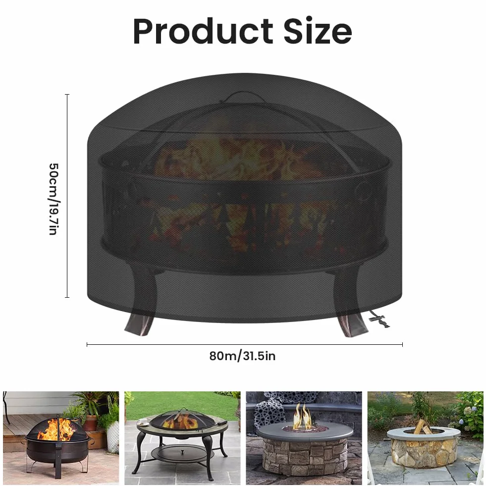 AOOWU Rond Housse De Protection Pour Braséros 80x80 Cm 210D Oxford Imperméable Résistant Aux UV