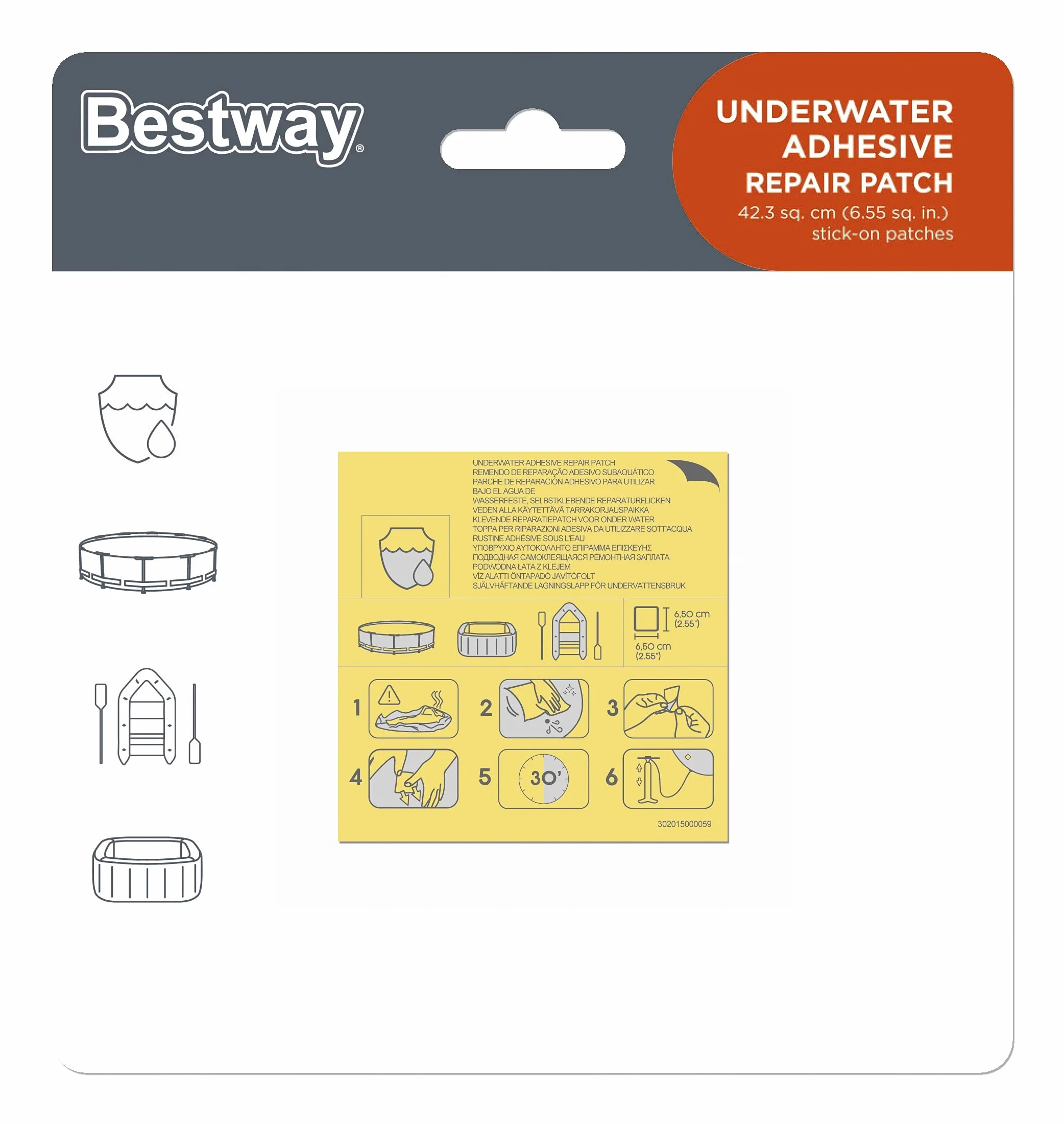 Bestway Underwater Adhesive Repair Patch Kit for Swimming Pool, 10 Patches