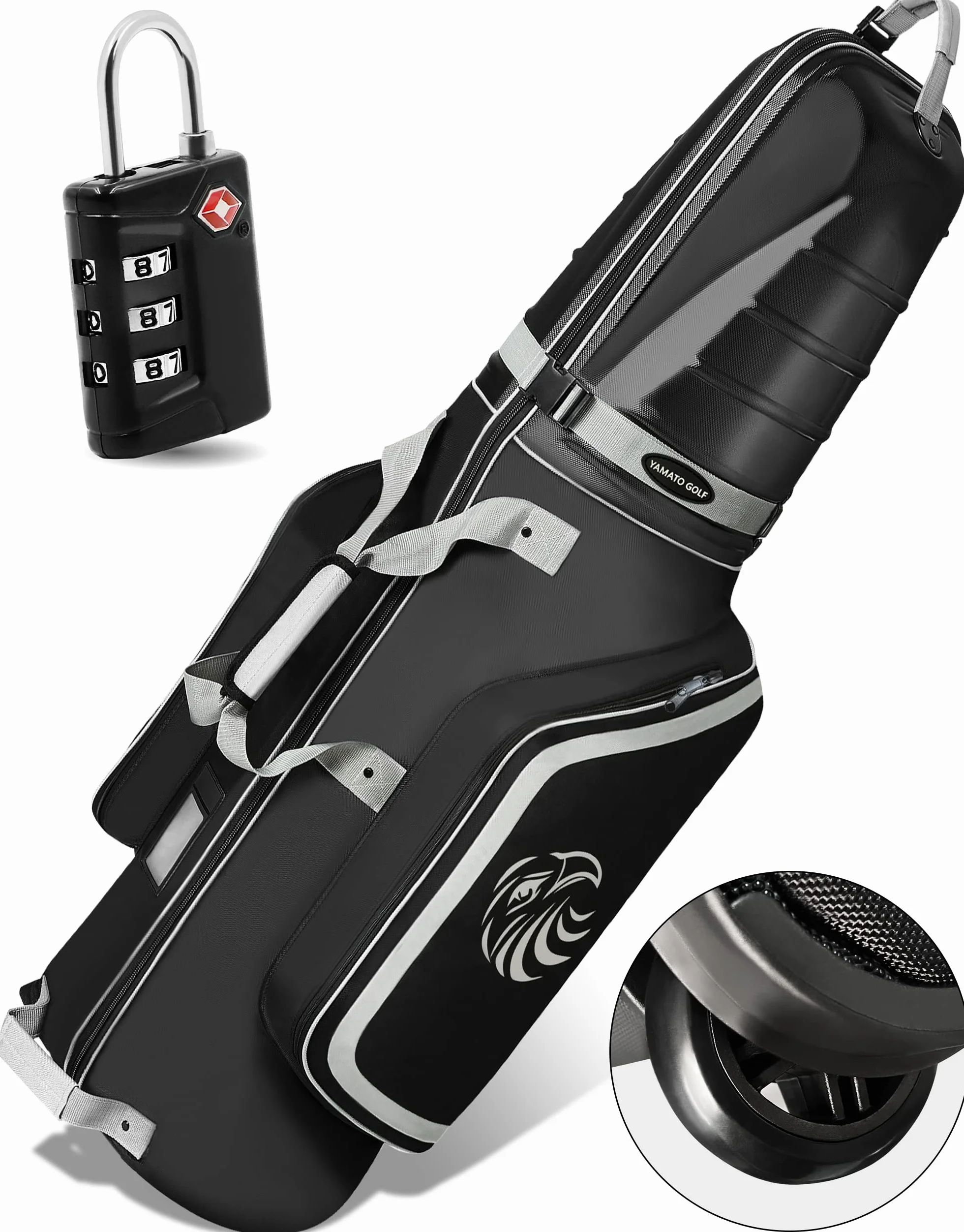 Yamato Sac de Voyage de Golf avec Coque Rigide ABS pour Clubs de Golf, Bagages pour compagnies aériennes avec Roues, Excellent Cadeau de Golf pour Golfeur