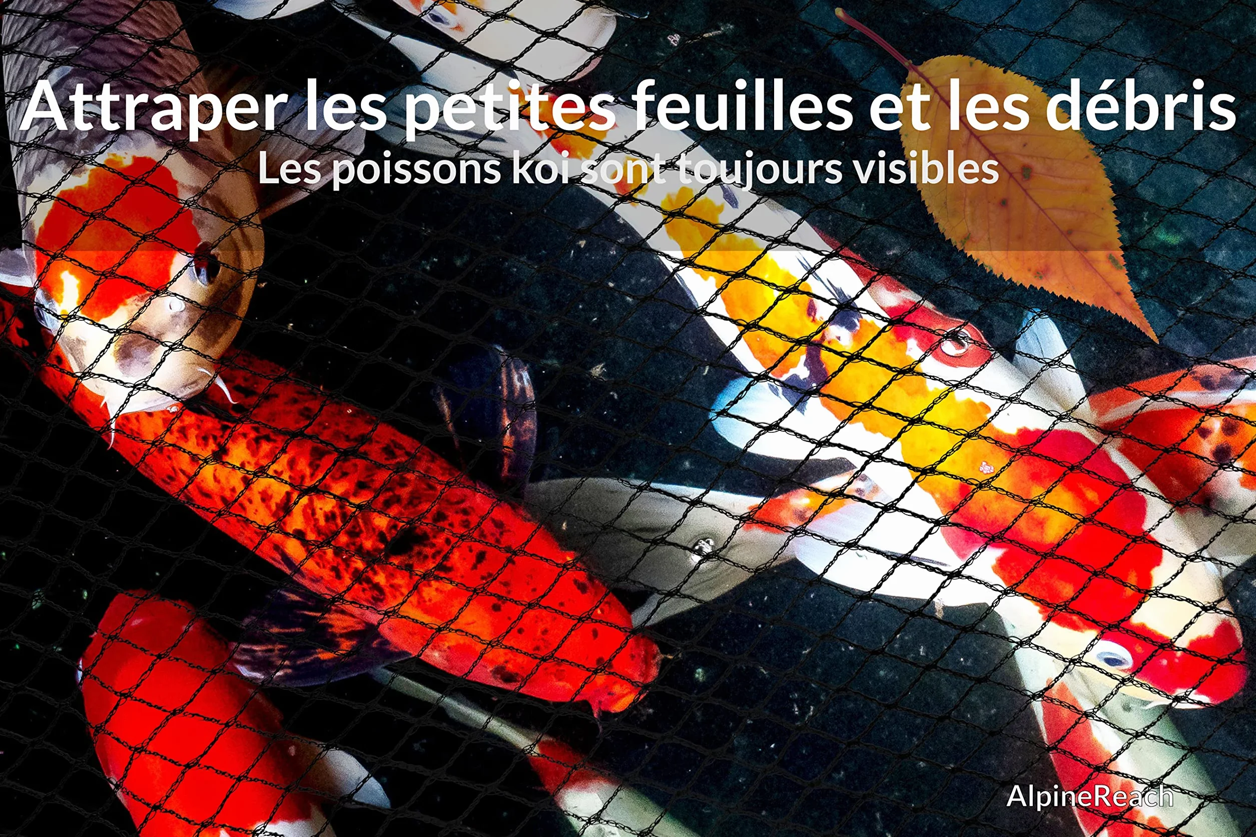 AlpineReach Filet pour Bassin à Koï 4,5m x 6m Noir, Mailles Fines Protection Oiseaux Chats Prédateurs UV, Piquets Inclus