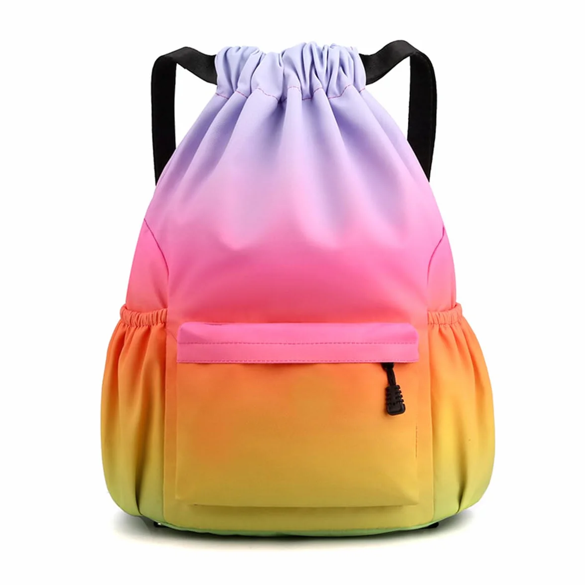 Sac de Sport à Cordon, Sac à Dos à Cordon pour Femme Homme, Sac de Gym avec Poche Zippée, Sac de Rangement pour Sport Voyage Yoga