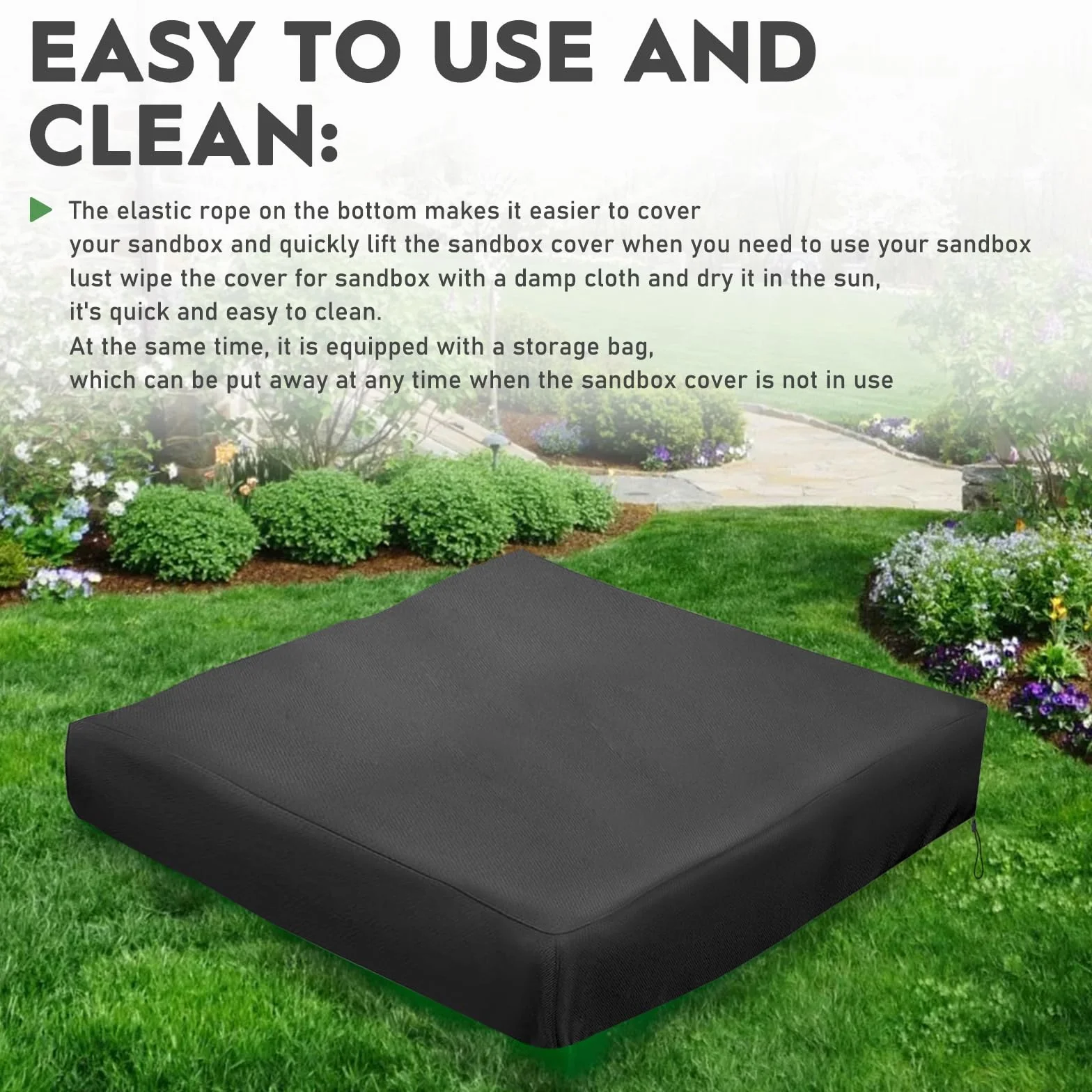 Housse de Bac à Sable Imperméable 150x150x20 cm Couverture Protection avec Cordon de Serrage Jardin