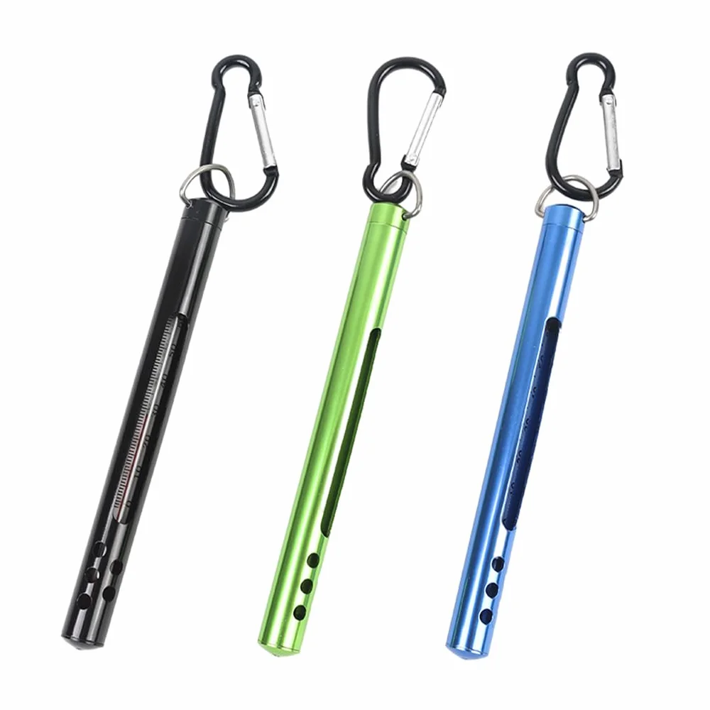 Thermomètre de pêche à la mouche métal flux lac eau de mer avec mousqueton extérieur eau douce eau salée outils de bord de mer vert, Vert