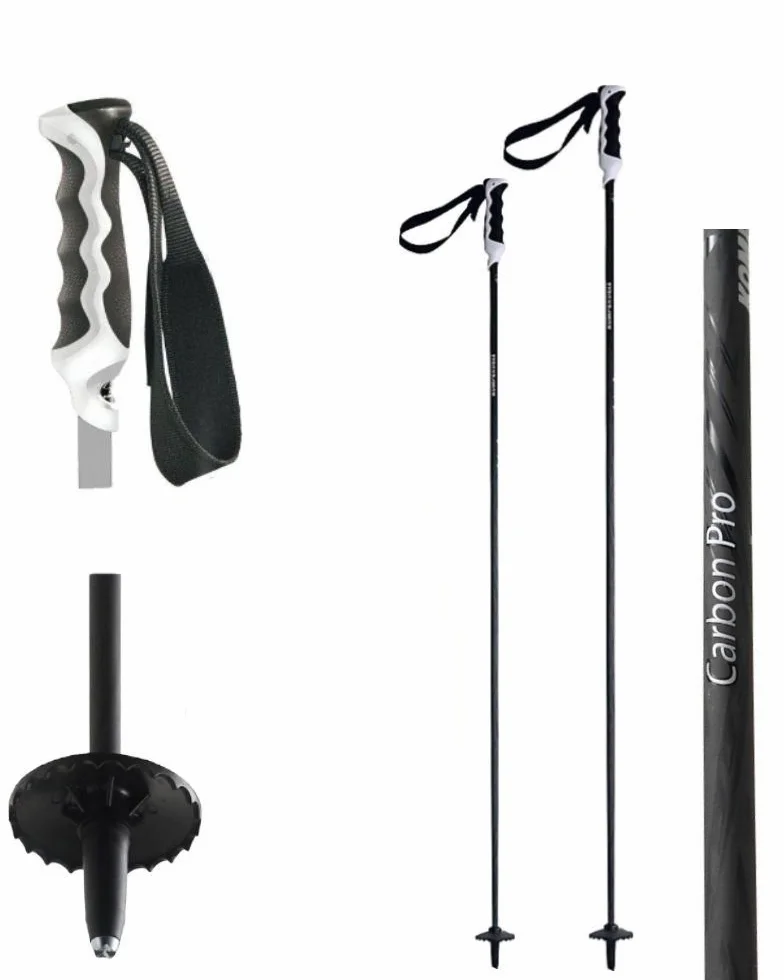 Komperdell Bâtons de Ski Carbon Black Composite Carbone poignée Duplo
