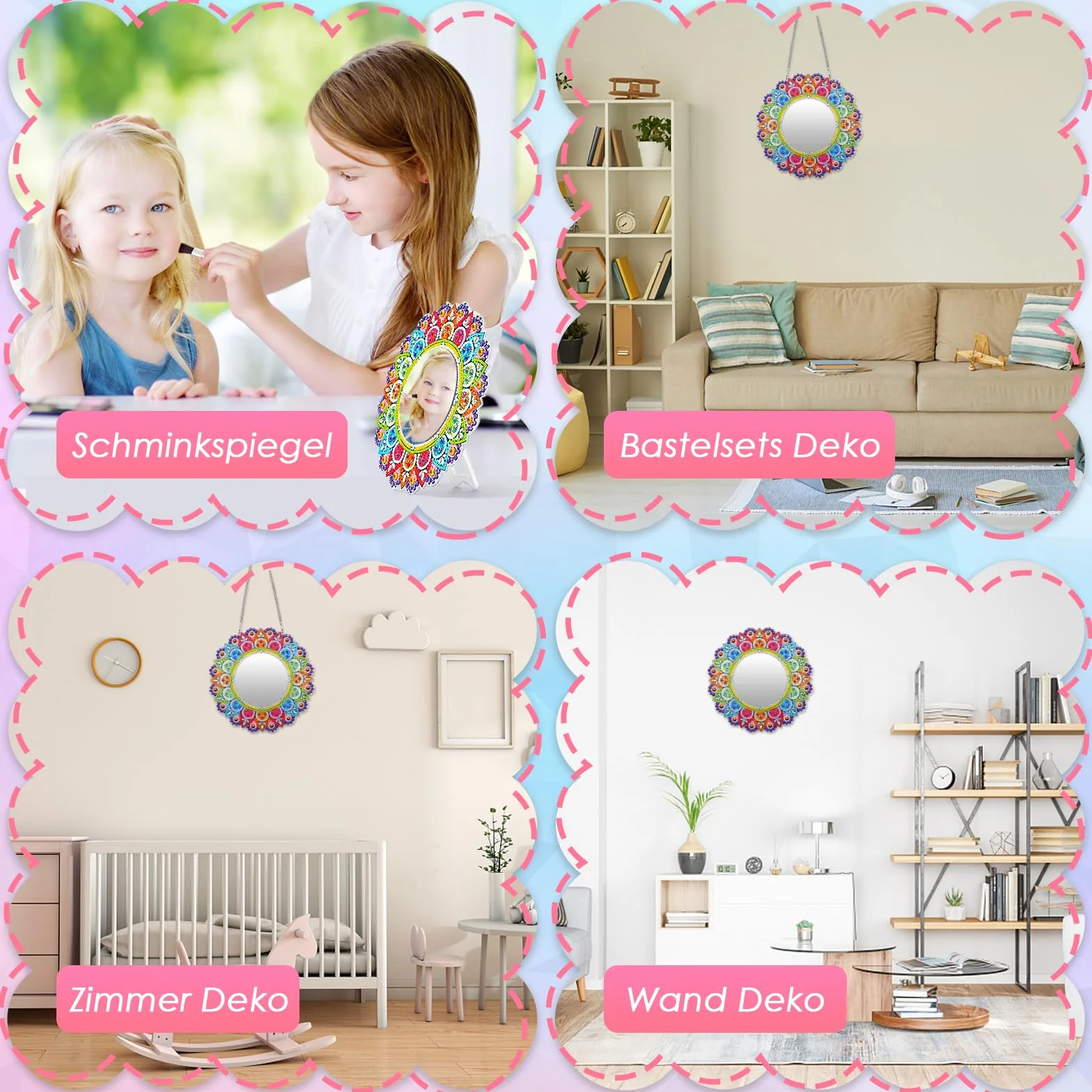 Diamond Painting Miroir Maquillage Jouet Fille 5-12 Ans Loisirs Créatifs Mandala Decoration Murale