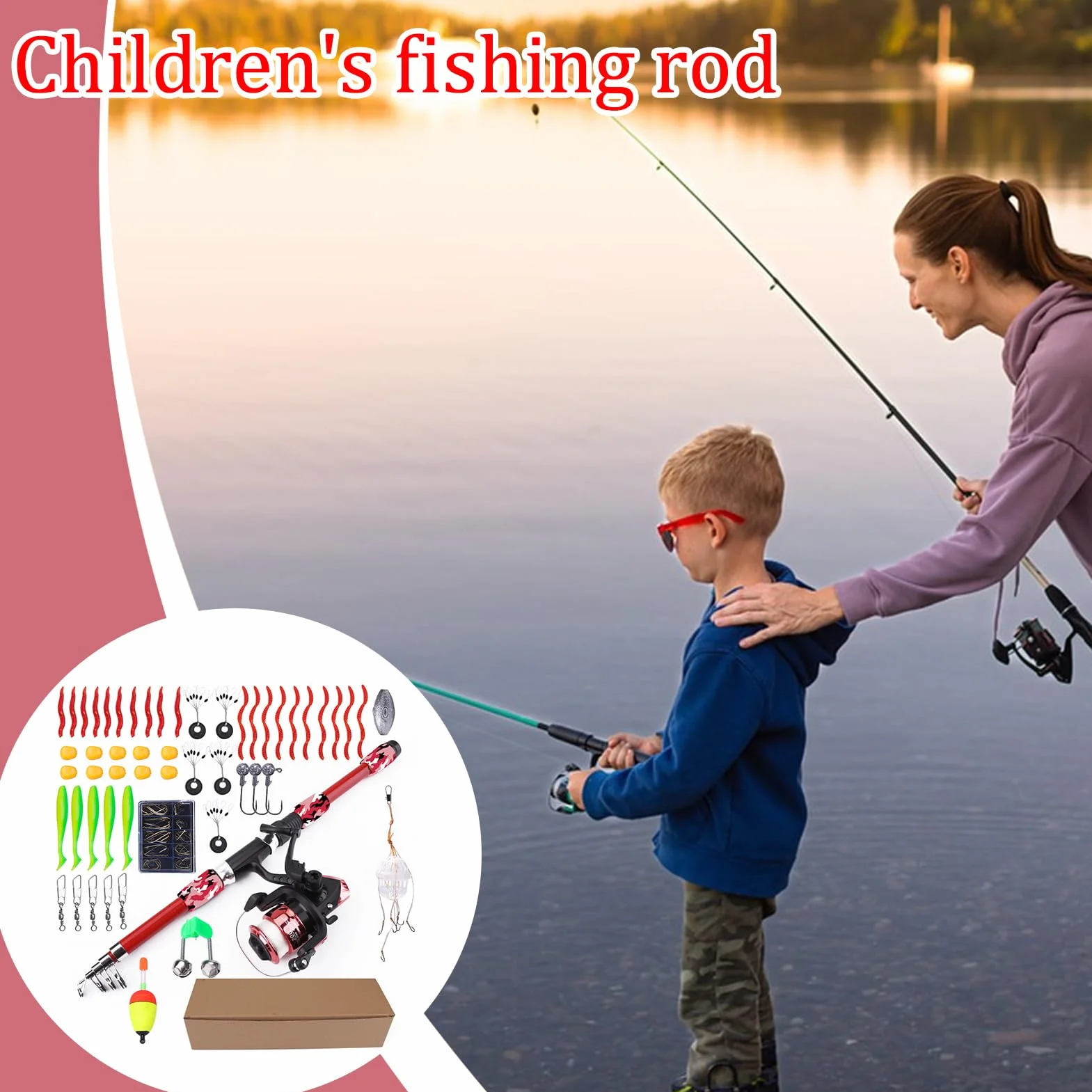 Canne À Pêche Enfant Kit De Pêche - Ensemble Télescopique Léger 55 Pièces