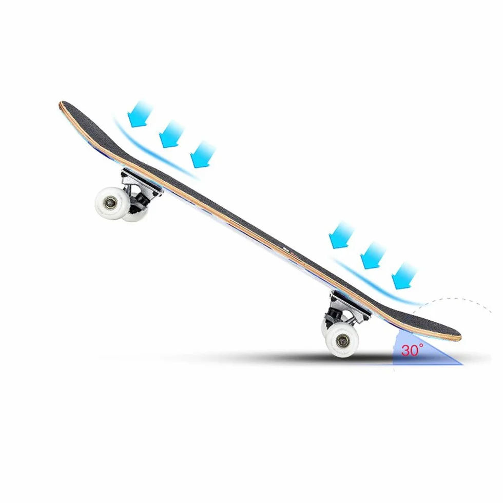 Skateboard Complet pour Enfants, Adolescents et Adultes, débutants, Double Kick Maple Deck Concave Cruiser Skateboard avec Outil en T