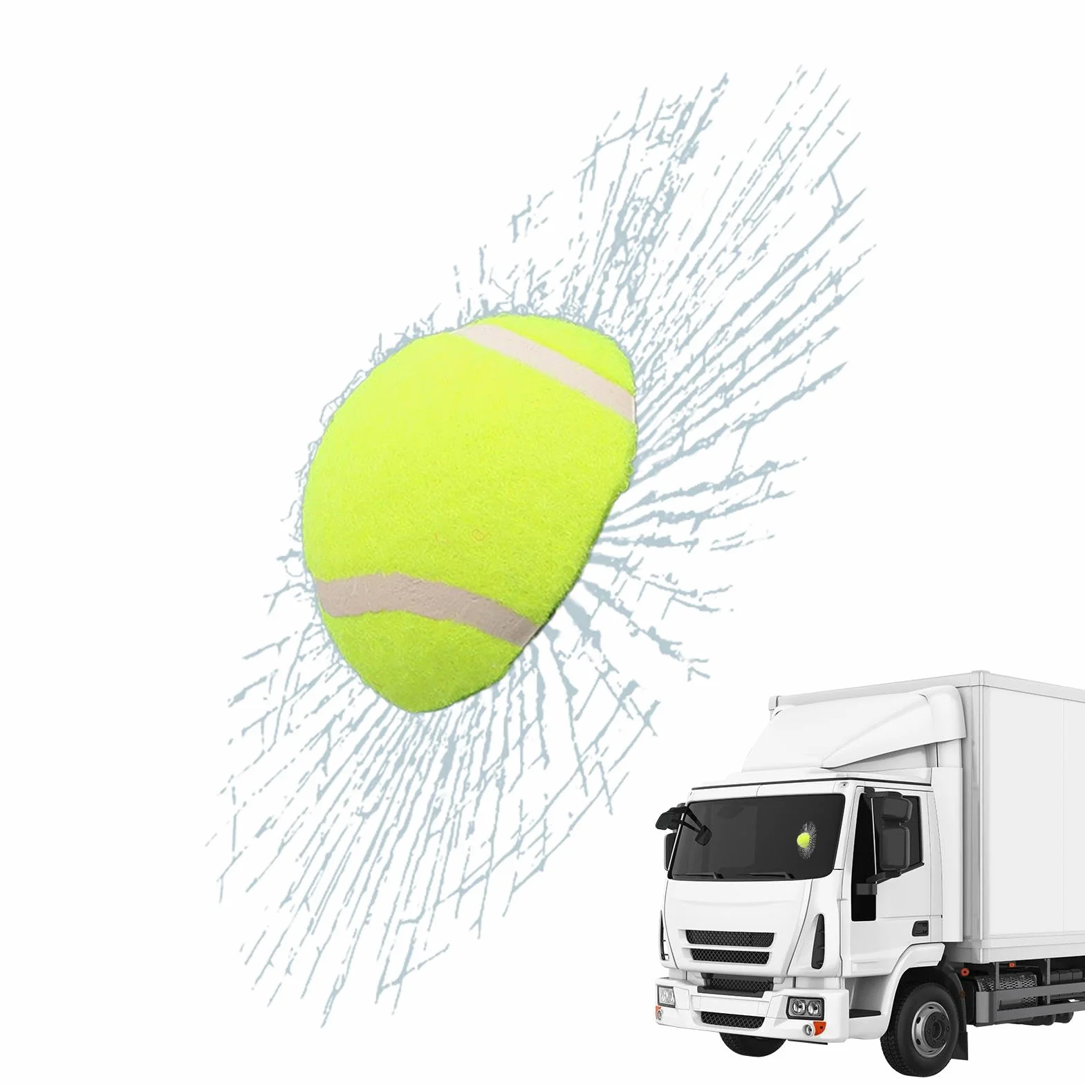 Autocollant 3D en verre brisé - Motif balle de tennis - Autocollant amusant pour fenêtre de voiture - Décoration de pare- de voiture pour et berlines