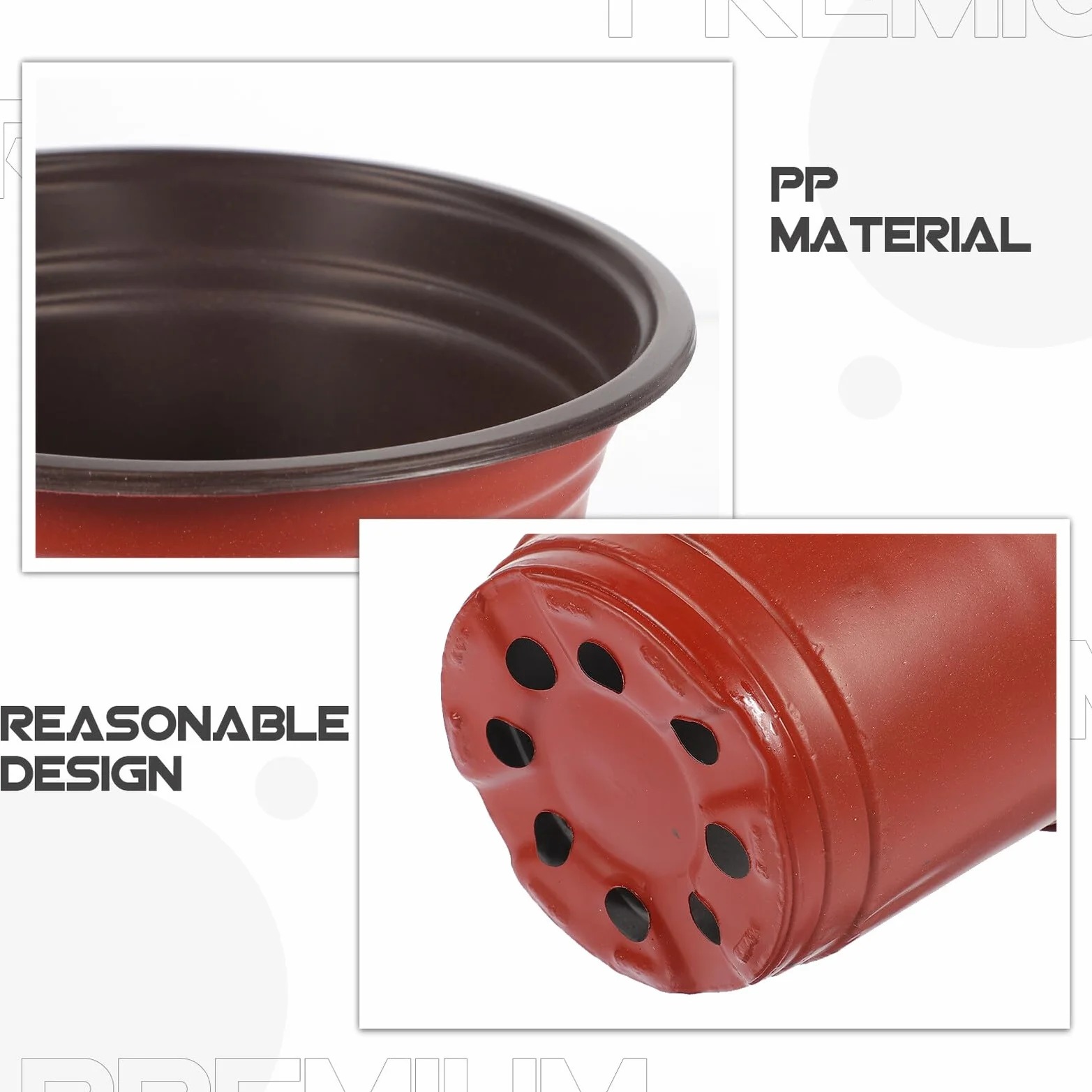Artibetter Lot de 50 Pots de Pépinière en PP Bicolore, Diamètre 12 Cm, avec Trous de Drainage