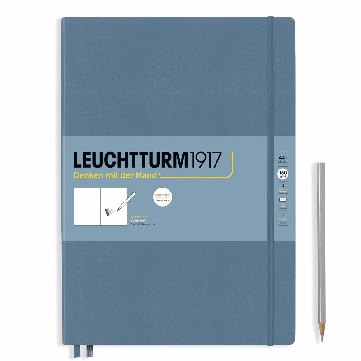LEUCHTTURM1917 Master Carnet de croquis A4+, couverture rigide, 112 pages 150 g/m², vierge, bleu pierre