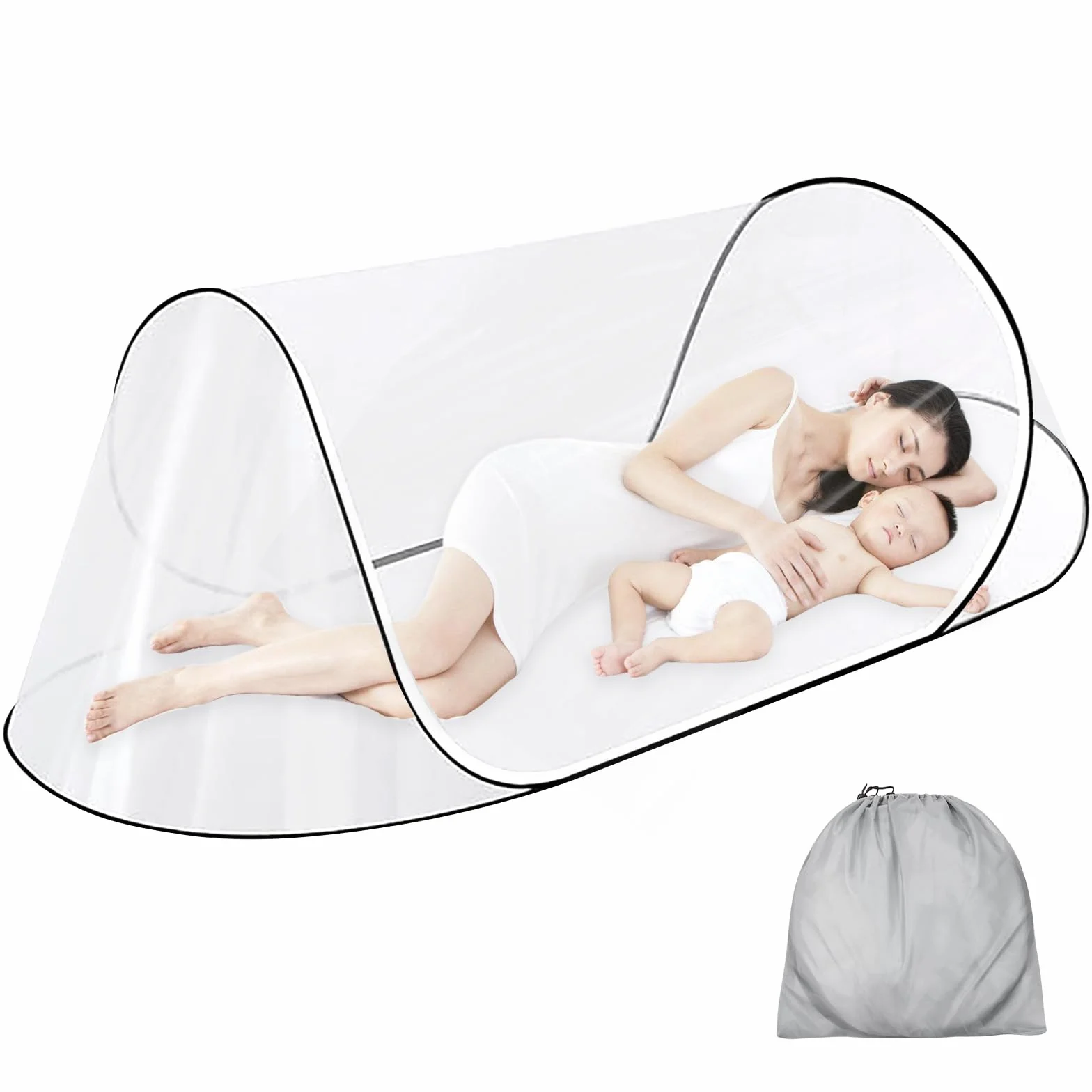 Moustiquaire Pliable Ultra Légère, Tente De Camping Portable, Moustiquaire Pop Up 200x80cm, Moustiquaires De Voyage, Moustiquaires De Lit Pliable, Pop-Up, Pliable Rapide